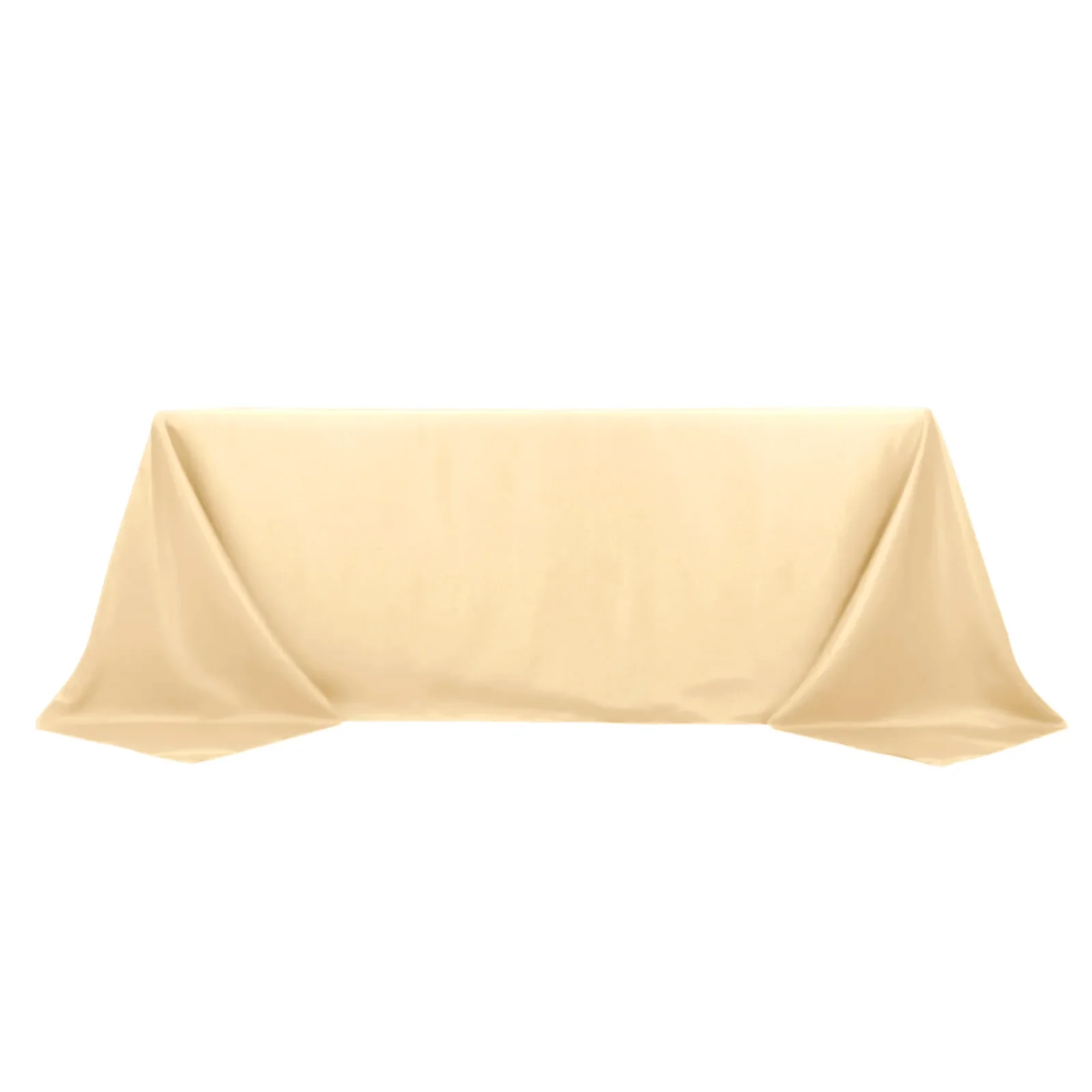 Polyester Rectangle Tablecloth 90"x132" Beige with Seamless Finish - Image 3