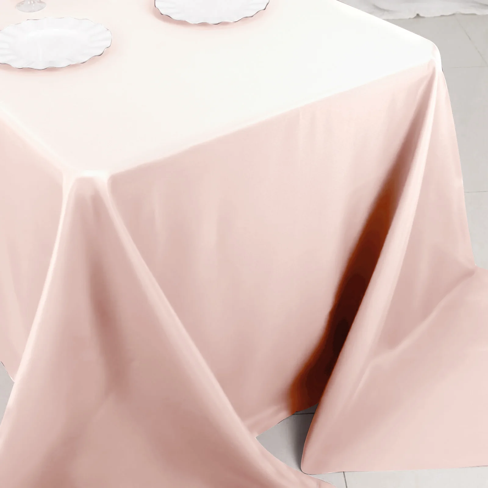 Polyester Rectangle Tablecloth 90"x132" Blush with Seamless Finish - Image 6