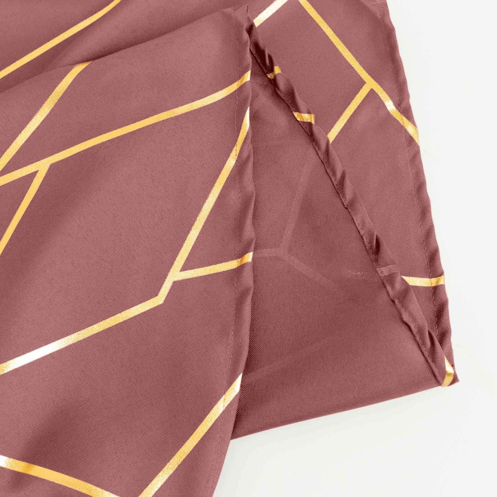Polyester Rectangle Tablecloth 90"x132" Cinnamon Rose with Gold Foil Geometric Pattern - Seamless & Wrinkle-Resistant Table Cover - Image 13
