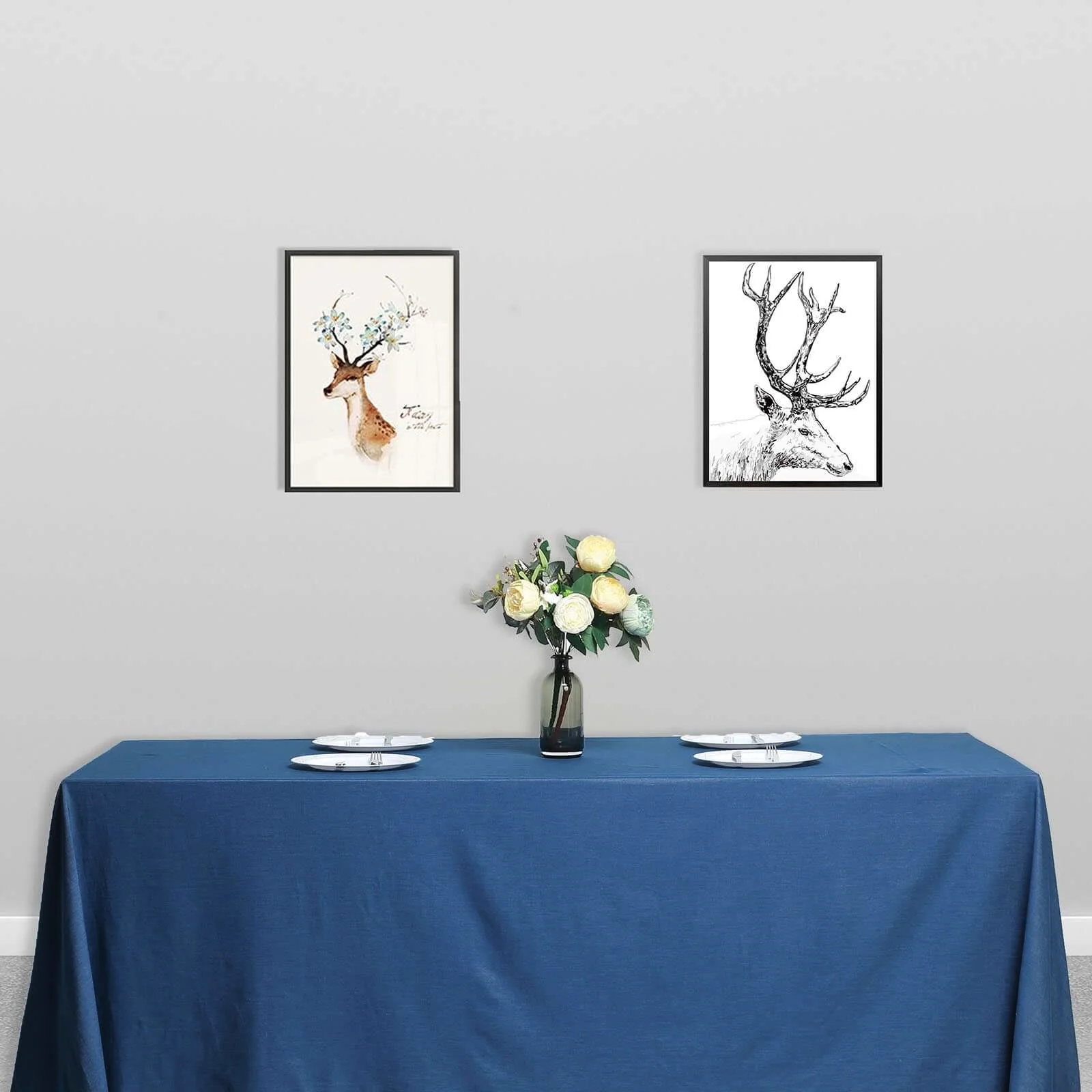 Polyester Rectangle Tablecloth 90"x132" Dark Denim Blue with Faux Denim Design - Seamless Finish for Chic Occasions - Image 5