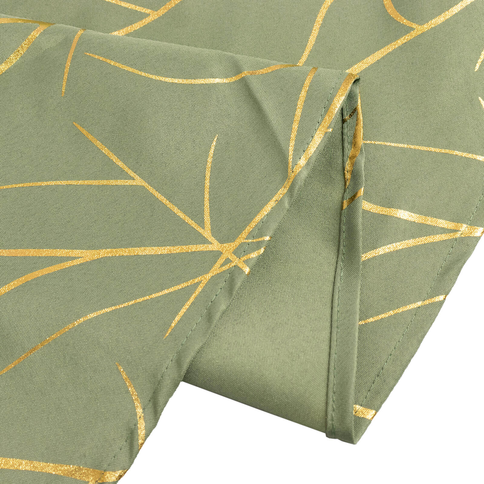 Polyester Rectangle Tablecloth 90"x132" Dusty Sage Green with Gold Foil Tree Branch Pattern - Seamless & Wrinkle-Resistant Table Cover - Image 15