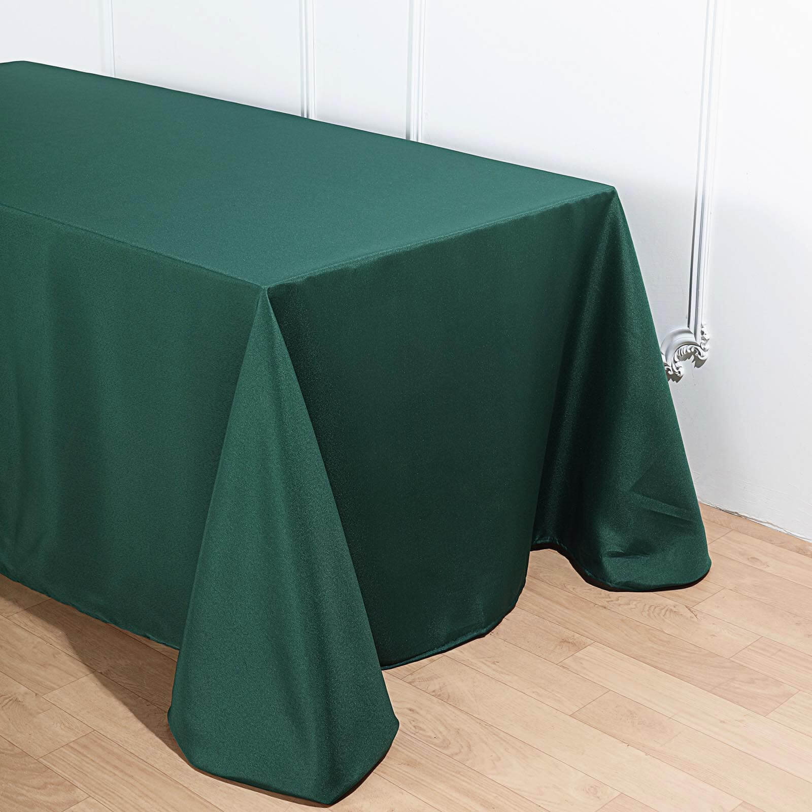 Polyester Rectangle Tablecloth 90"x132" Hunter Emerald Green with Seamless Finish - Image 7