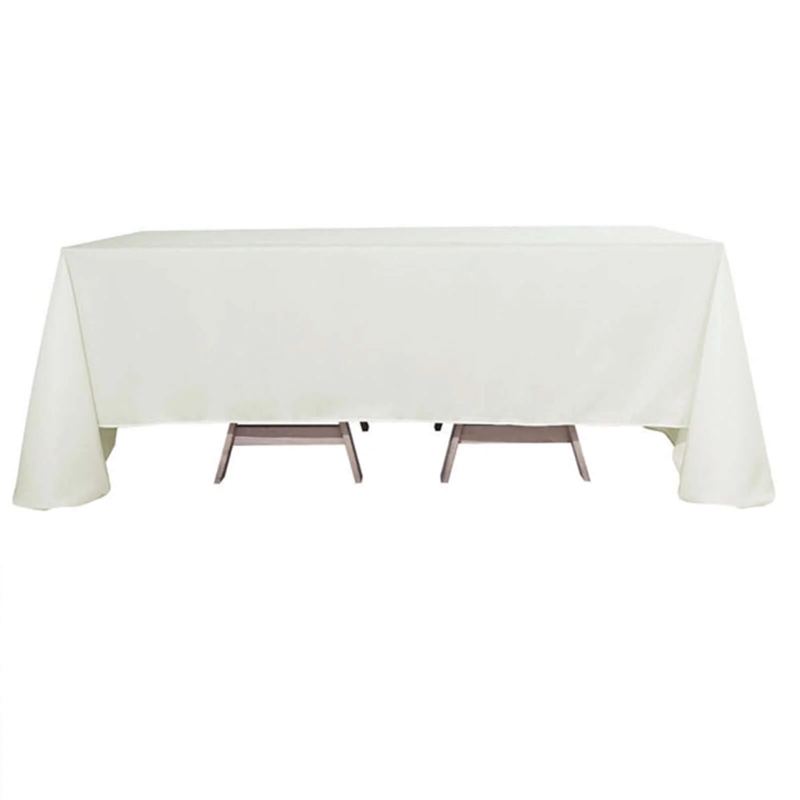 Polyester Rectangle Tablecloth 90"x132" Ivory with Seamless Finish - Image 5