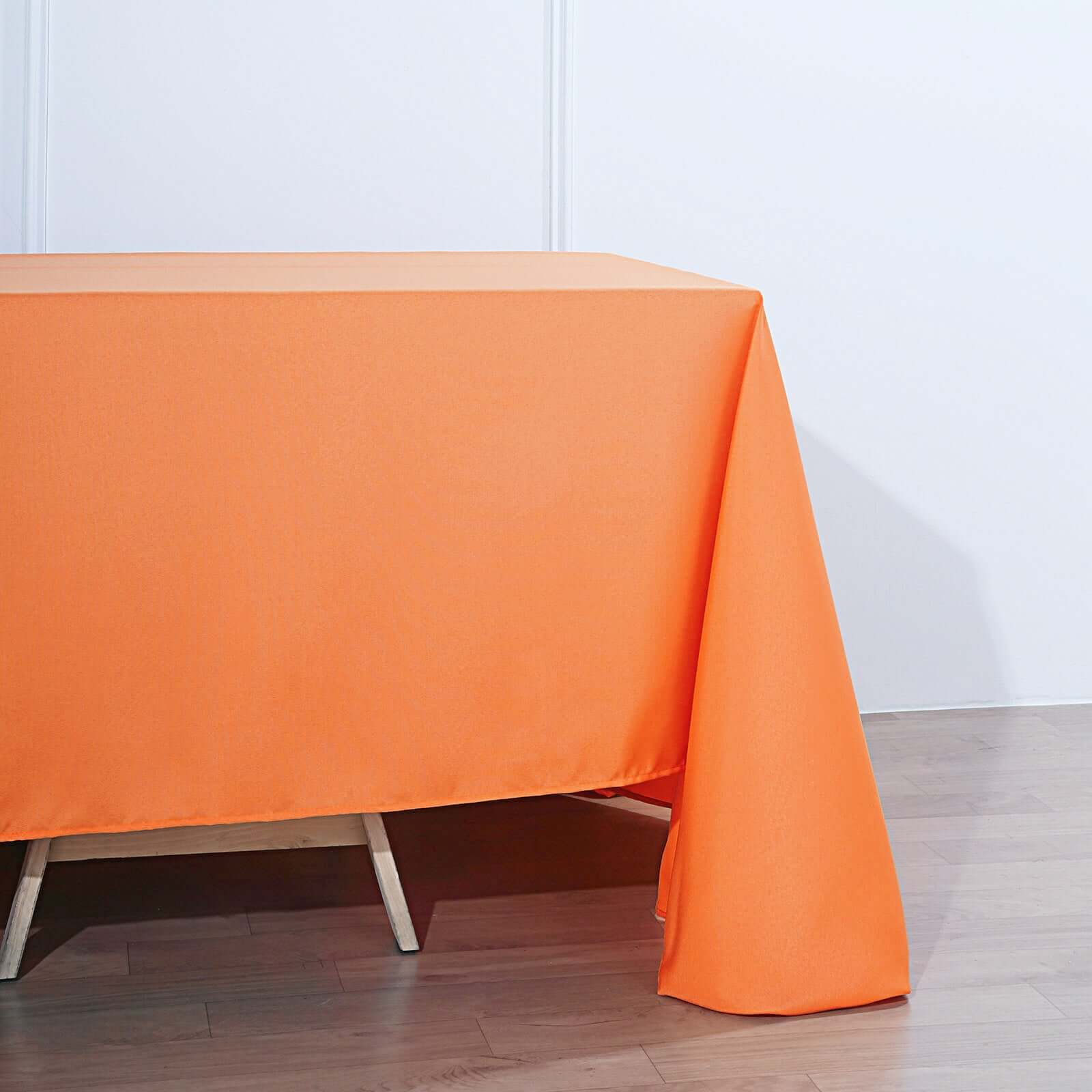 Polyester Rectangle Tablecloth 90"x132" Orange with Seamless Finish - Image 3