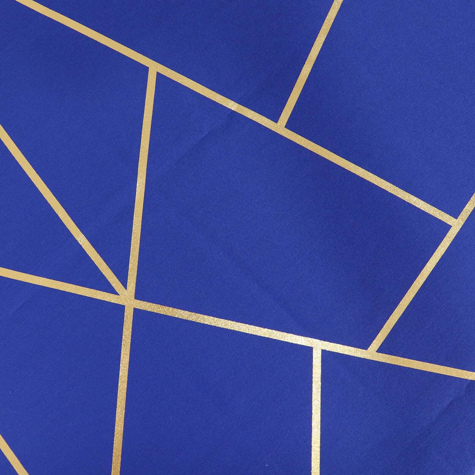 Polyester Rectangle Tablecloth 90"x132" Royal Blue with Gold Foil Geometric Pattern - Seamless & Wrinkle-Resistant Table Cover - Image 8