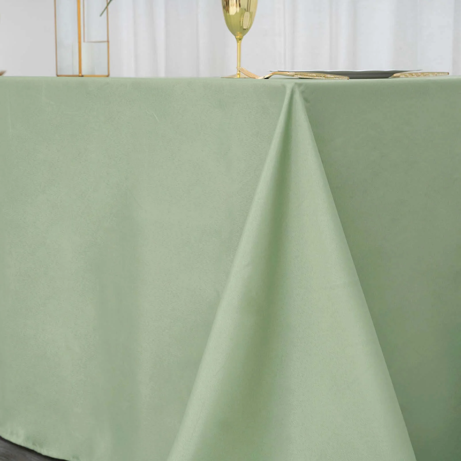Polyester Rectangle Tablecloth 90"x132" Sage Green with Seamless Finish - Image 3