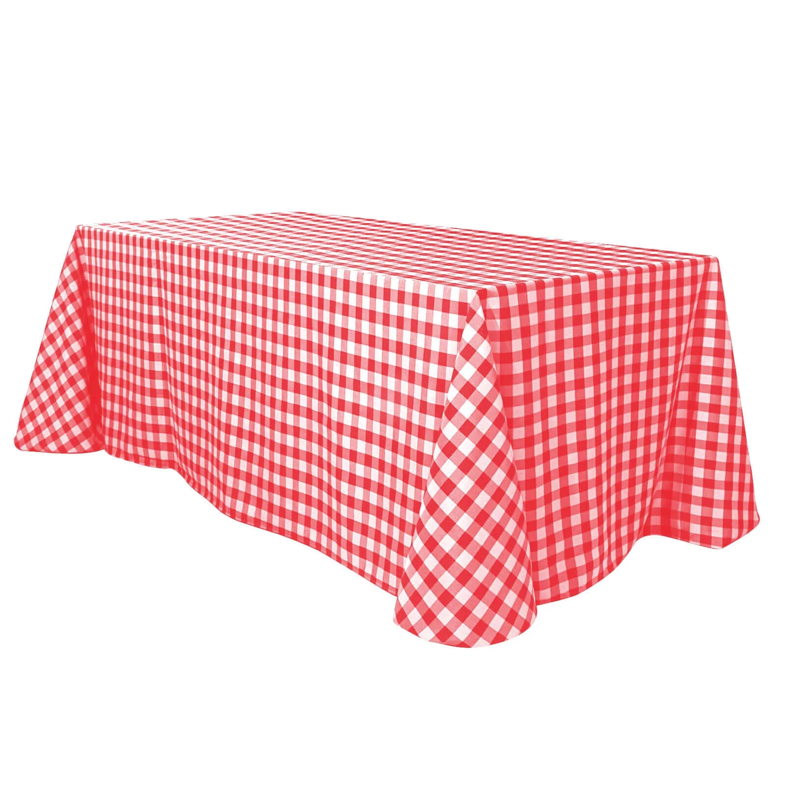 Polyester Rectangle Tablecloth 90"x132" White/Red Checkered Buffalo Plaid Design - Seamless Rustic Decor for Events - Image 6