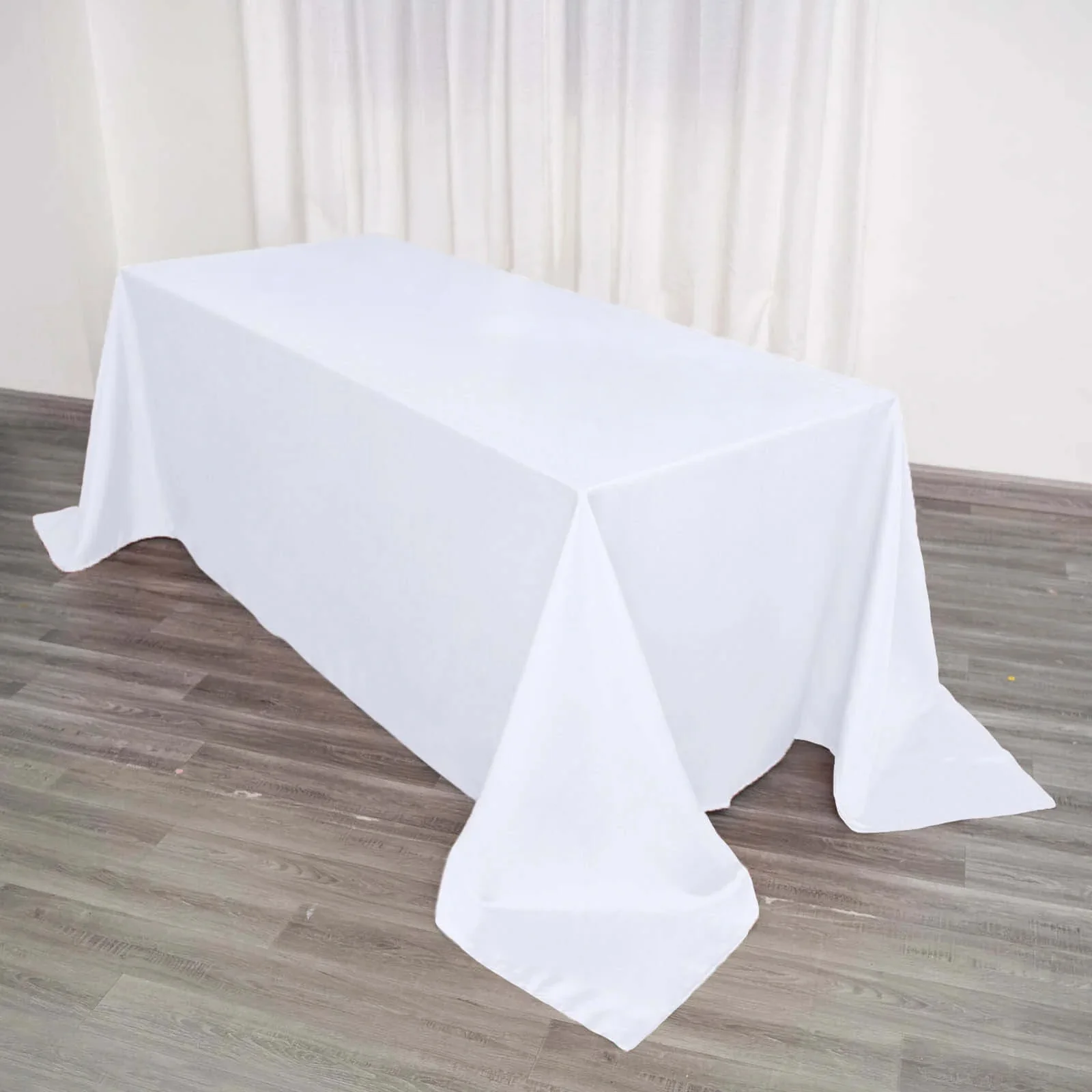 Polyester Rectangle Tablecloth 90"x132" White with Seamless Finish - Sophisticated Style for Wedding Receptions - Image 6