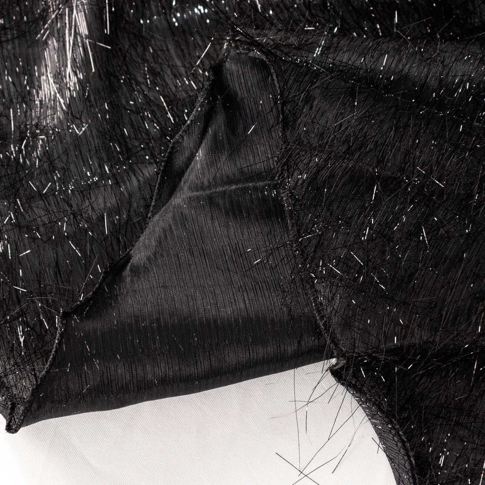 Polyester Rectangle Tablecloth 90"x156" Black Metallic Fringe Shag Tinsel Table Cover - Image 11