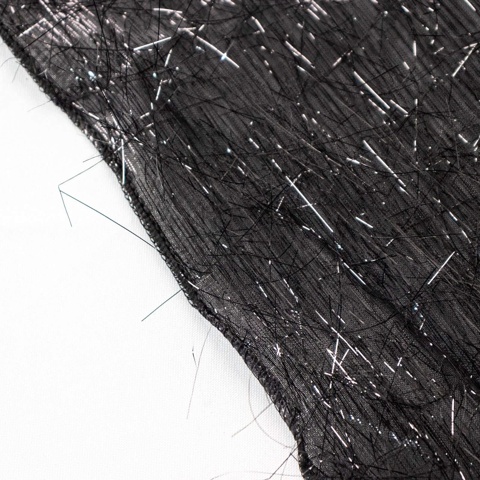 Polyester Rectangle Tablecloth 90"x156" Black Metallic Fringe Shag Tinsel Table Cover - Image 12