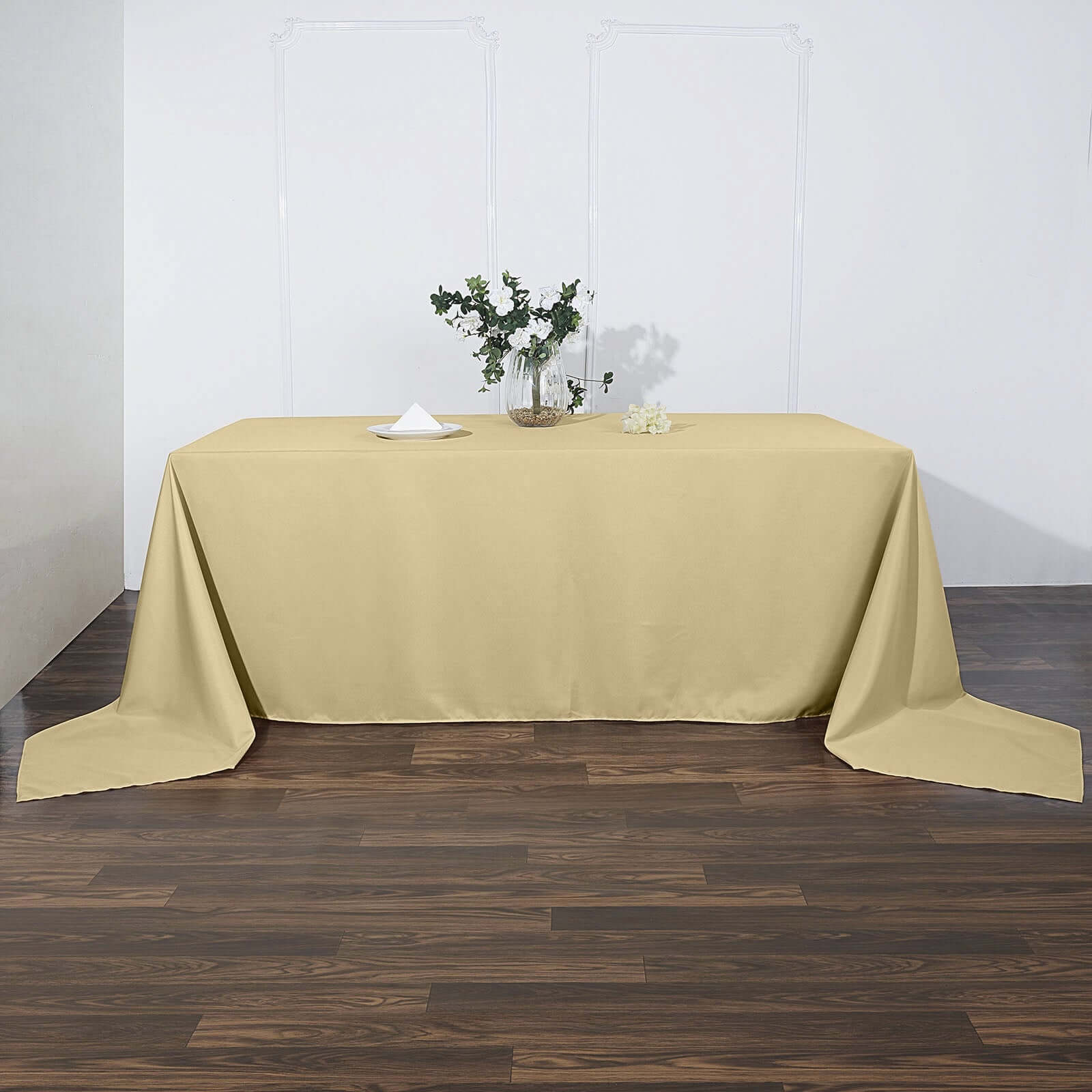 Polyester Rectangle Tablecloth 90"x156" Champagne with Seamless Finish - Image 2