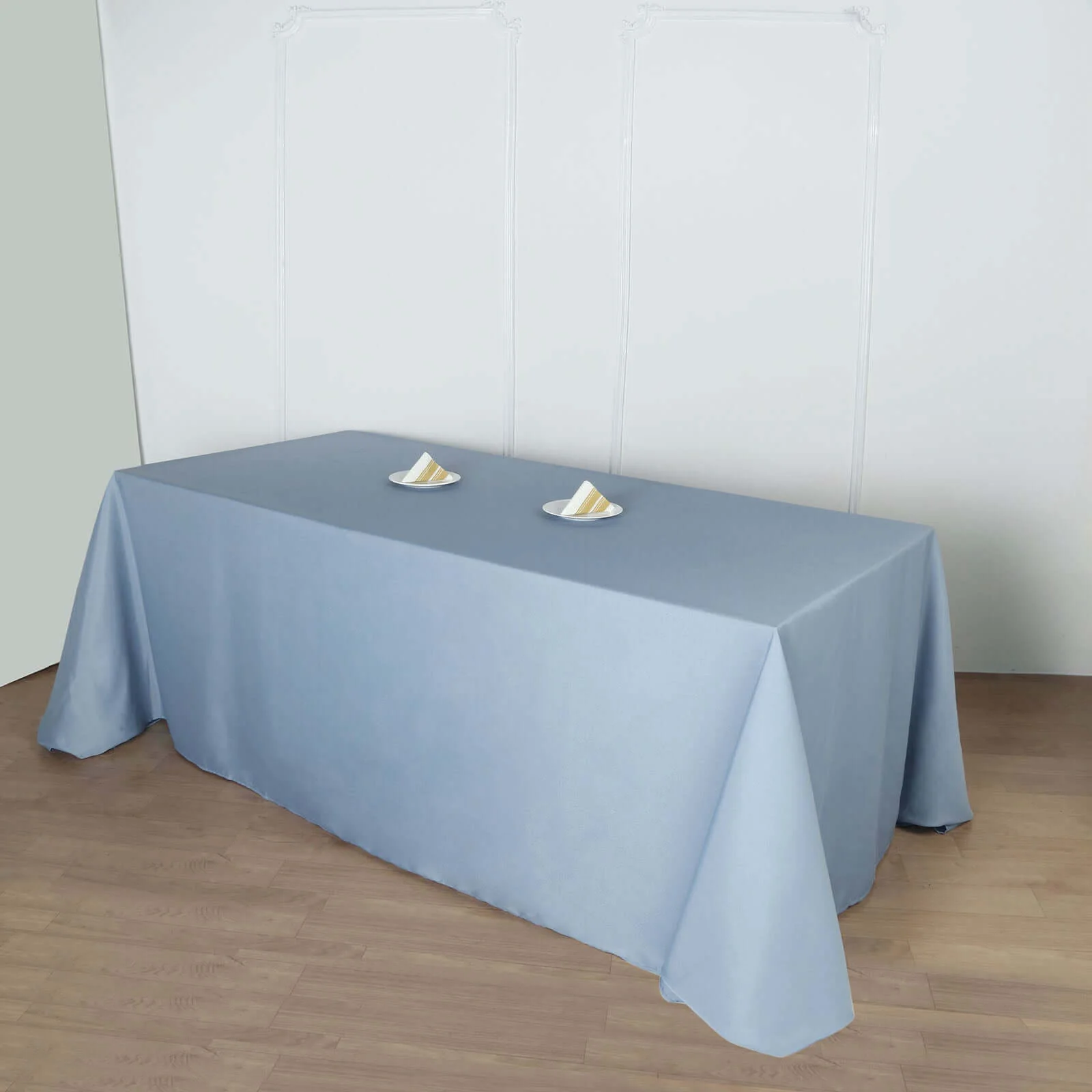 Polyester Rectangle Tablecloth 90"x156" Dusty Blue with Seamless Finish - Image 4