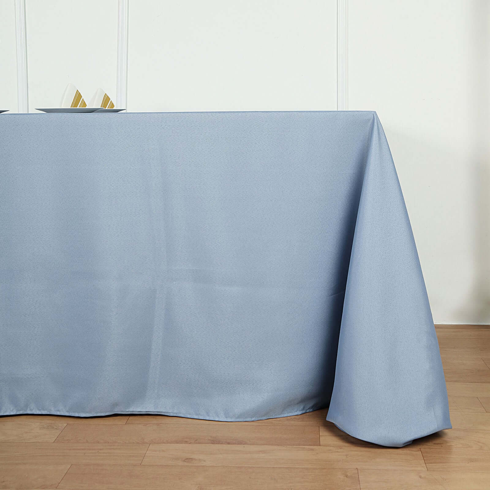 Polyester Rectangle Tablecloth 90"x156" Dusty Blue with Seamless Finish - Image 5