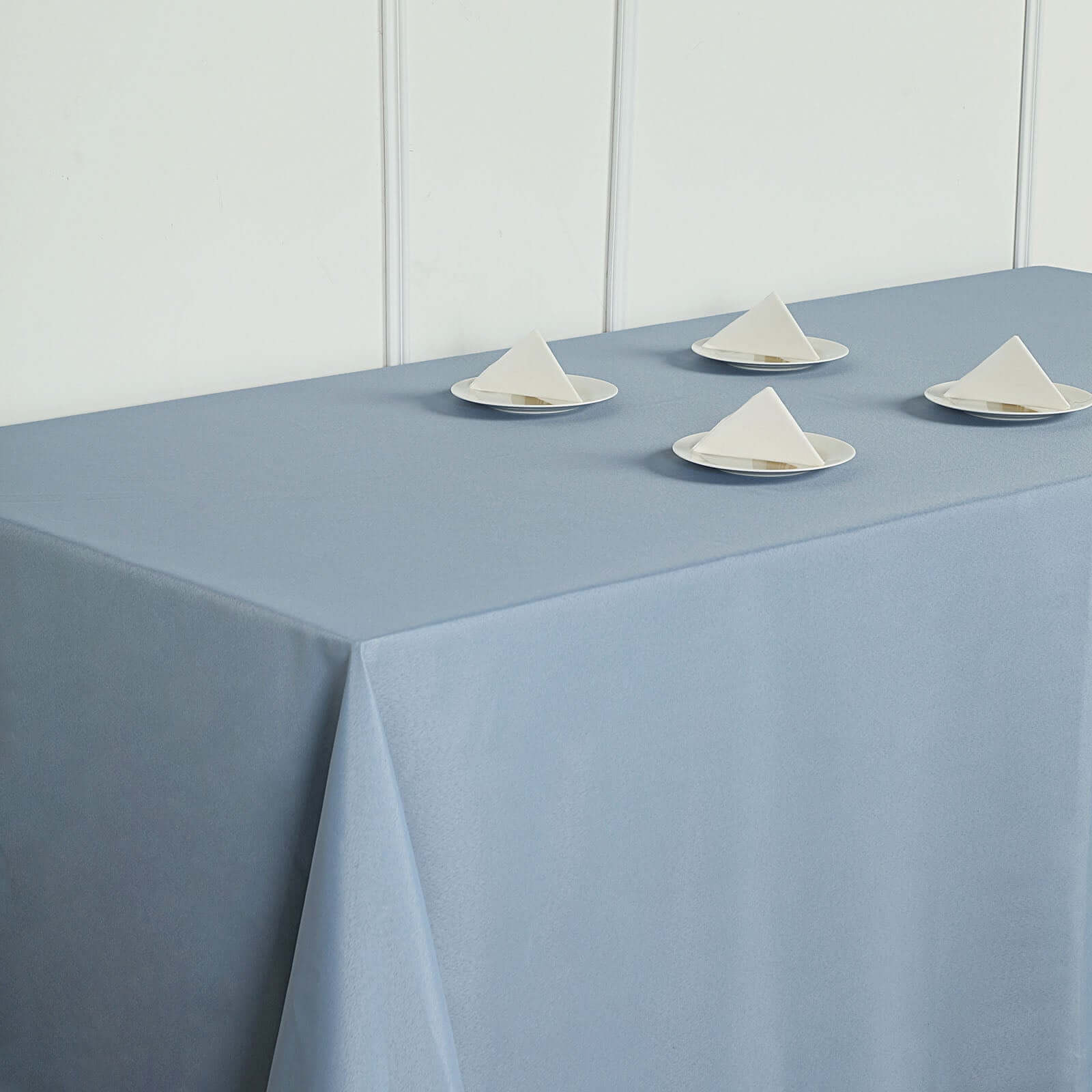 Polyester Rectangle Tablecloth 90"x156" Dusty Blue with Seamless Finish - Image 6