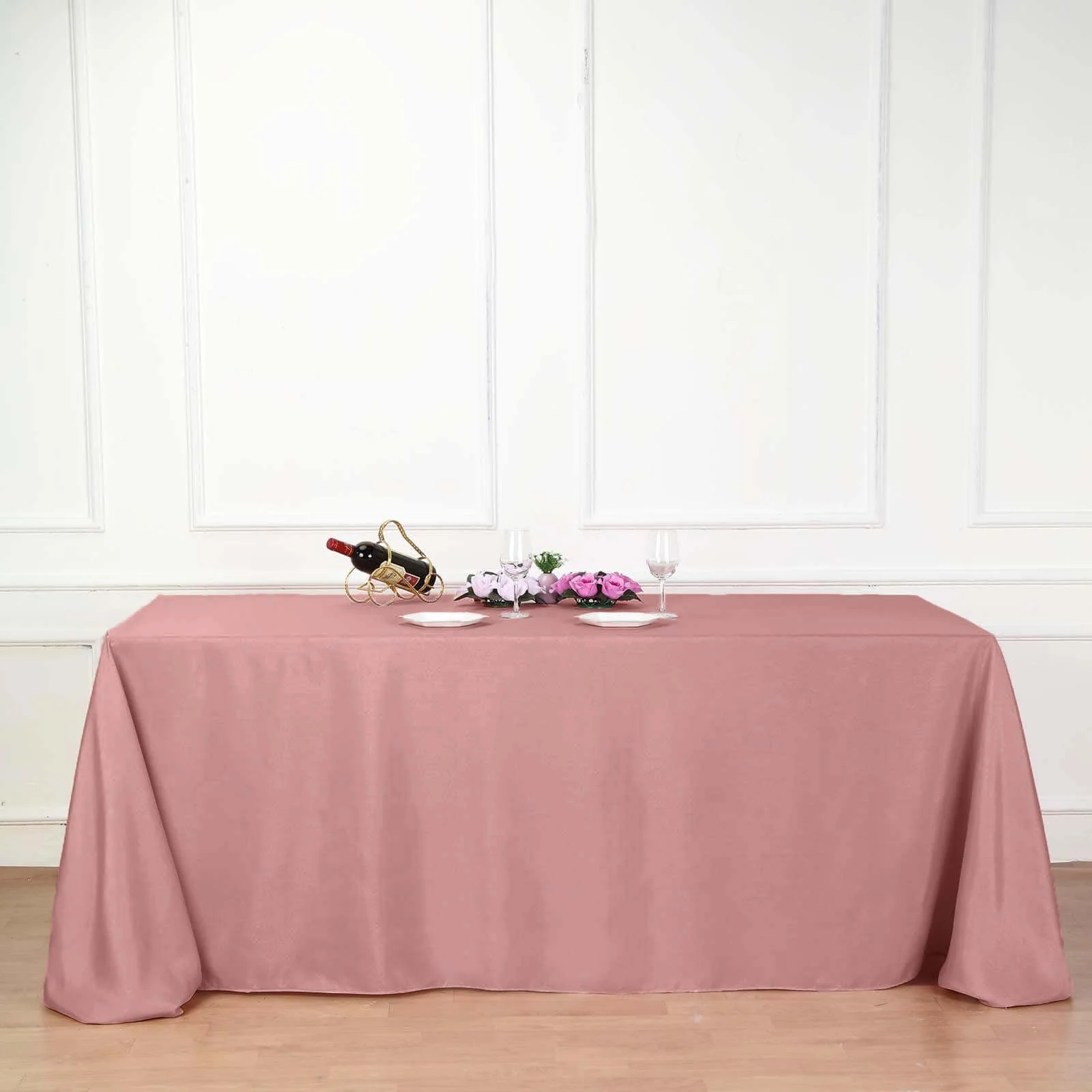 Polyester Rectangle Tablecloth 90"x156" Dusty Rose with Seamless Finish - Image 2