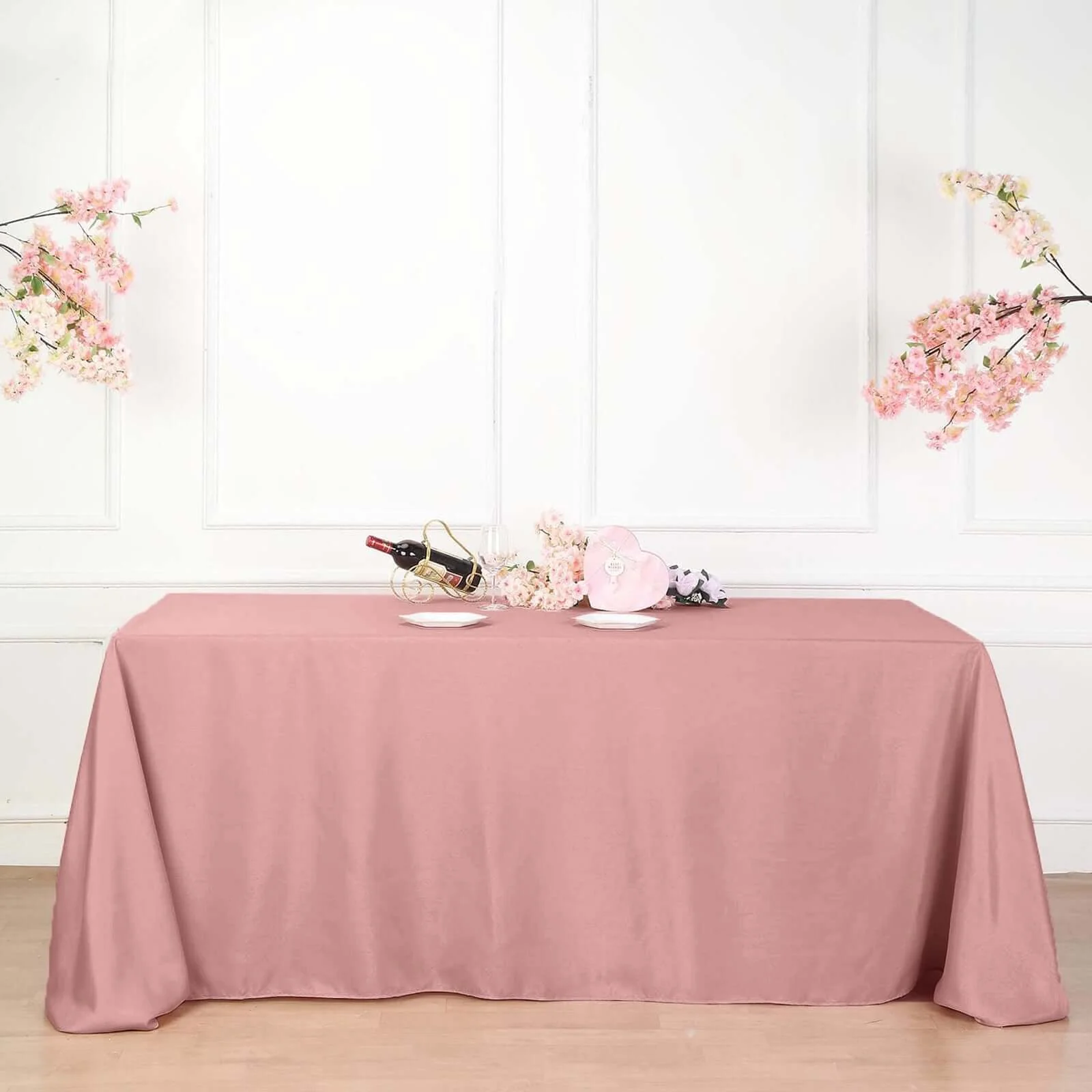 Polyester Rectangle Tablecloth 90"x156" Dusty Rose with Seamless Finish - Image 3