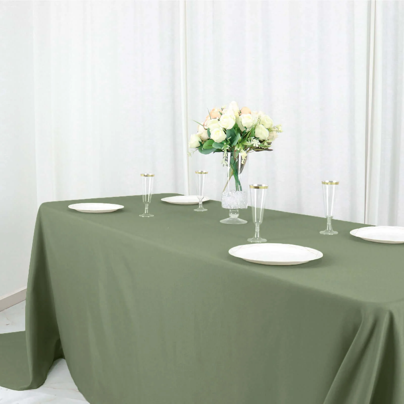 Polyester Rectangle Tablecloth 90"x156" Dusty Sage Green with Seamless Finish - Image 2