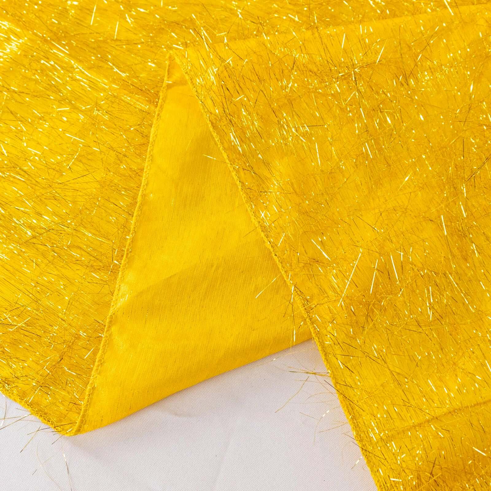 Polyester Rectangle Tablecloth 90"x156" Gold Metallic Fringe Shag Tinsel Design - Dazzling Table Cover for Upscale Events - Image 11