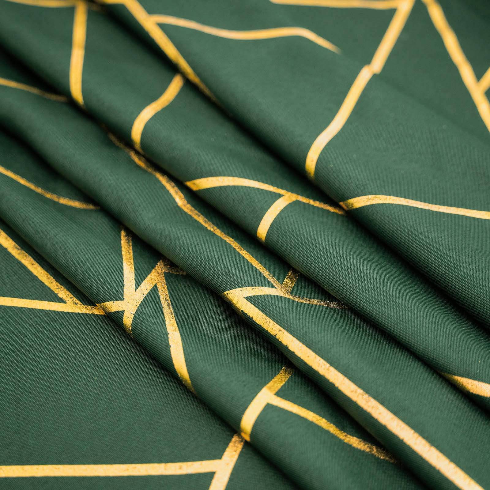 Polyester Rectangle Tablecloth 90"x156" Hunter Emerald Green with Gold Foil Geometric Pattern - Seamless & Wrinkle-Resistant Table Cover - Image 13