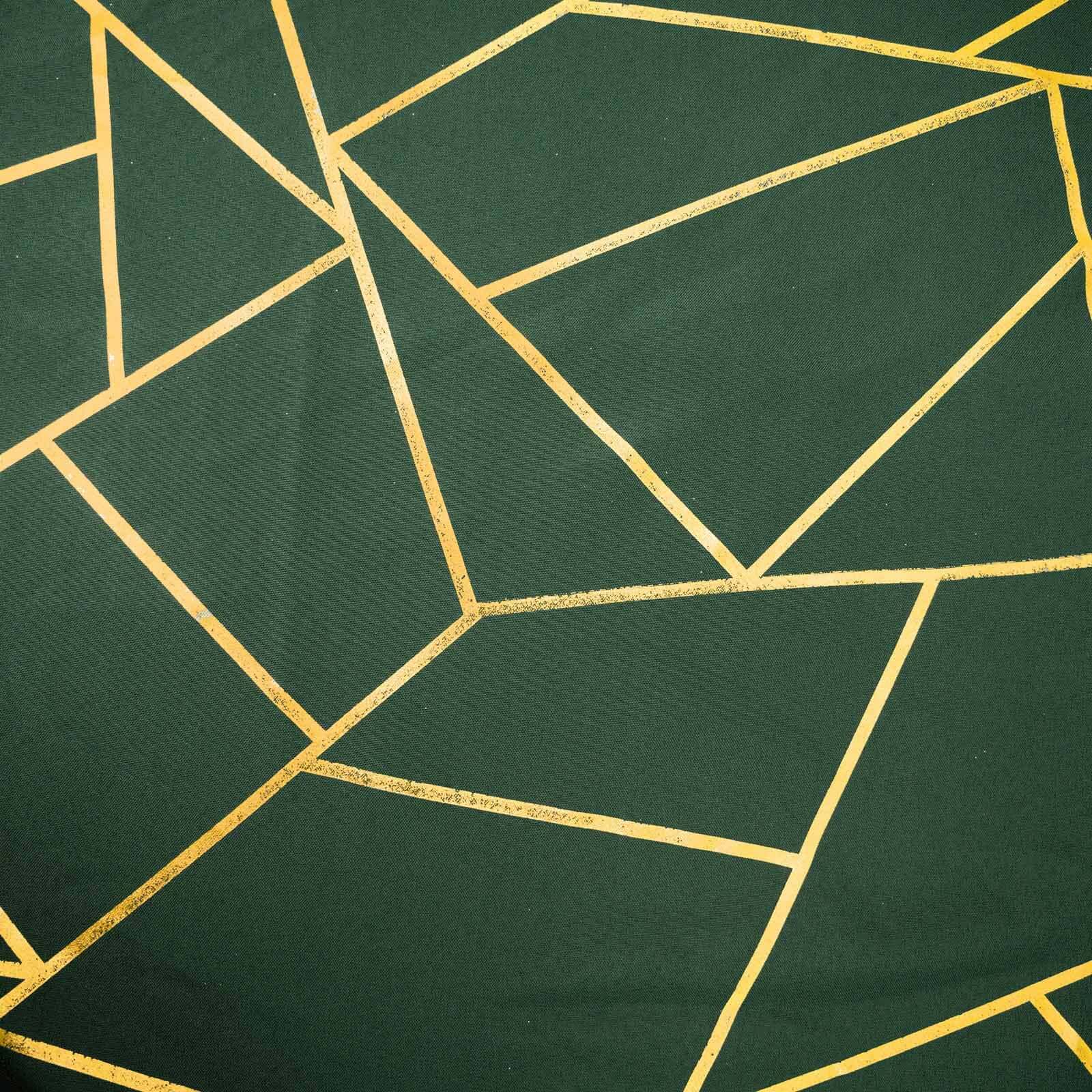 Polyester Rectangle Tablecloth 90"x156" Hunter Emerald Green with Gold Foil Geometric Pattern - Seamless & Wrinkle-Resistant Table Cover - Image 14