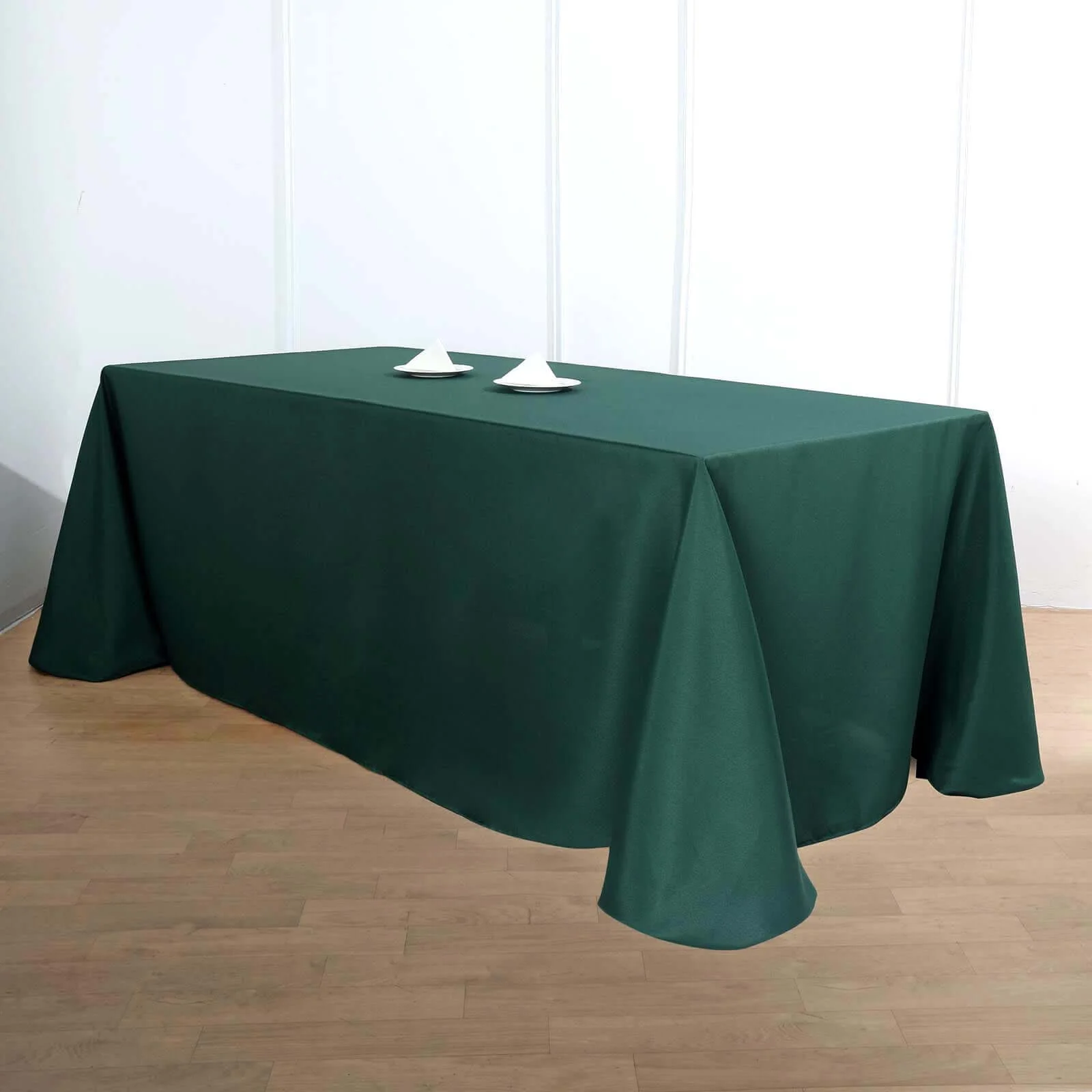 Polyester Rectangle Tablecloth 90"x156" Hunter Emerald Green with Seamless Finish