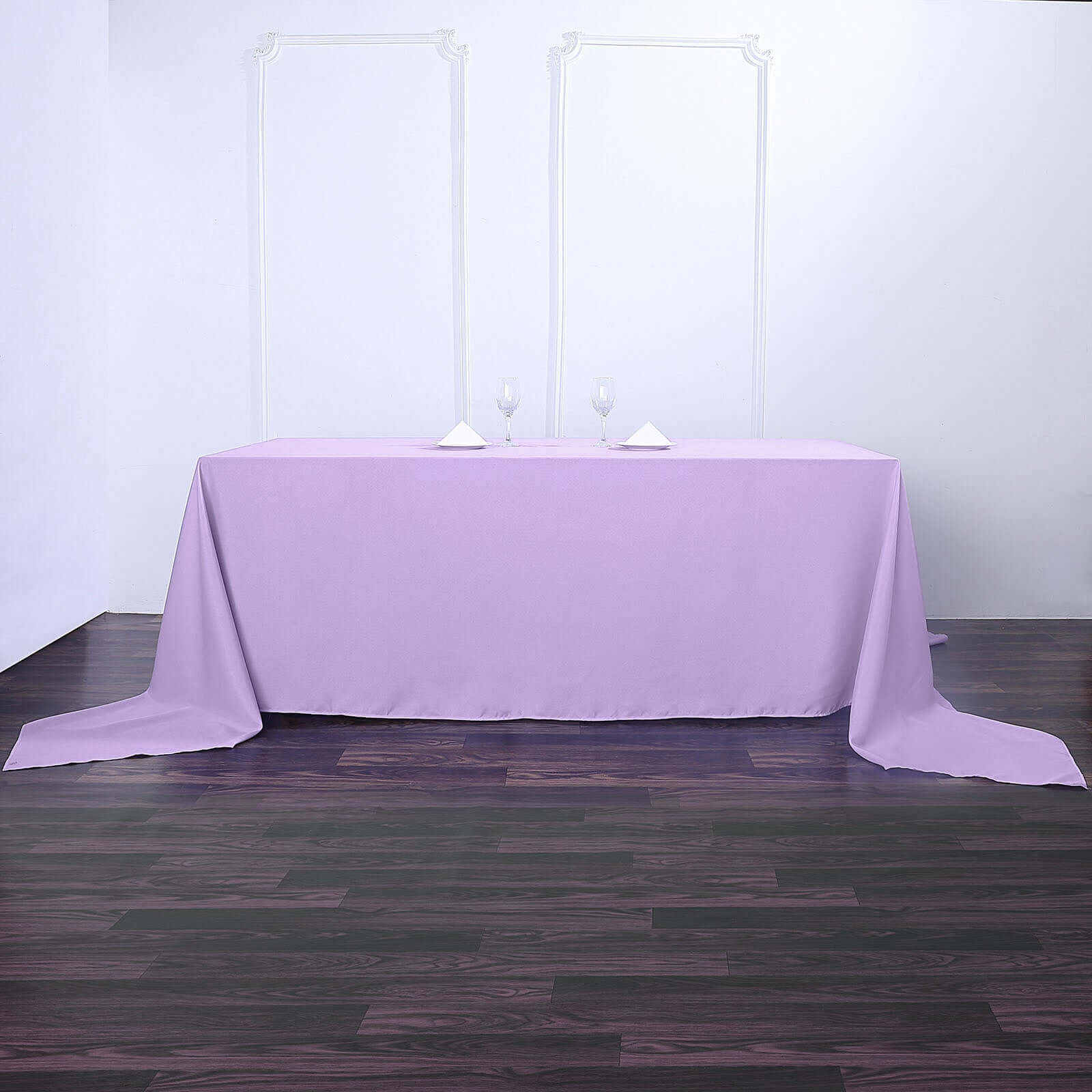 Polyester Rectangle Tablecloth 90"x156" Lavender Lilac with Seamless Finish - Image 2
