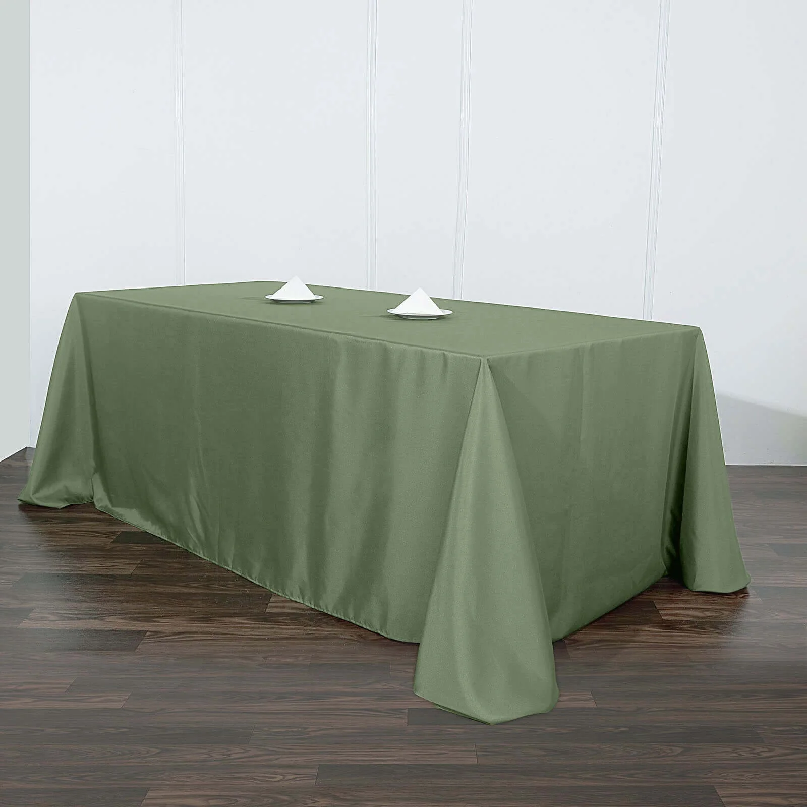 Polyester Rectangle Tablecloth 90"x156" Olive Green with Seamless Finish - Image 2