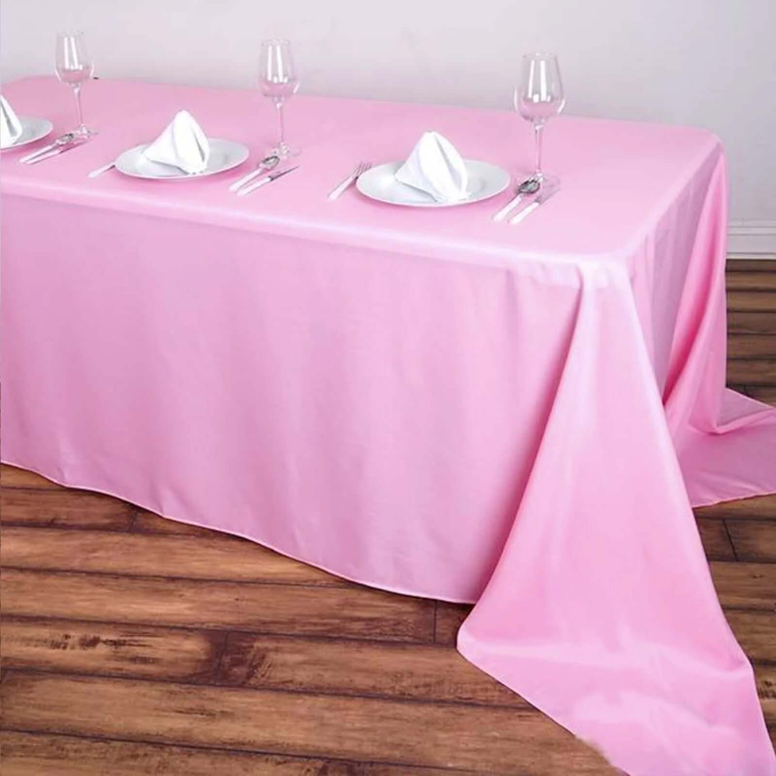 Polyester Rectangle Tablecloth 90"x156" Pink with Seamless Finish - Image 2