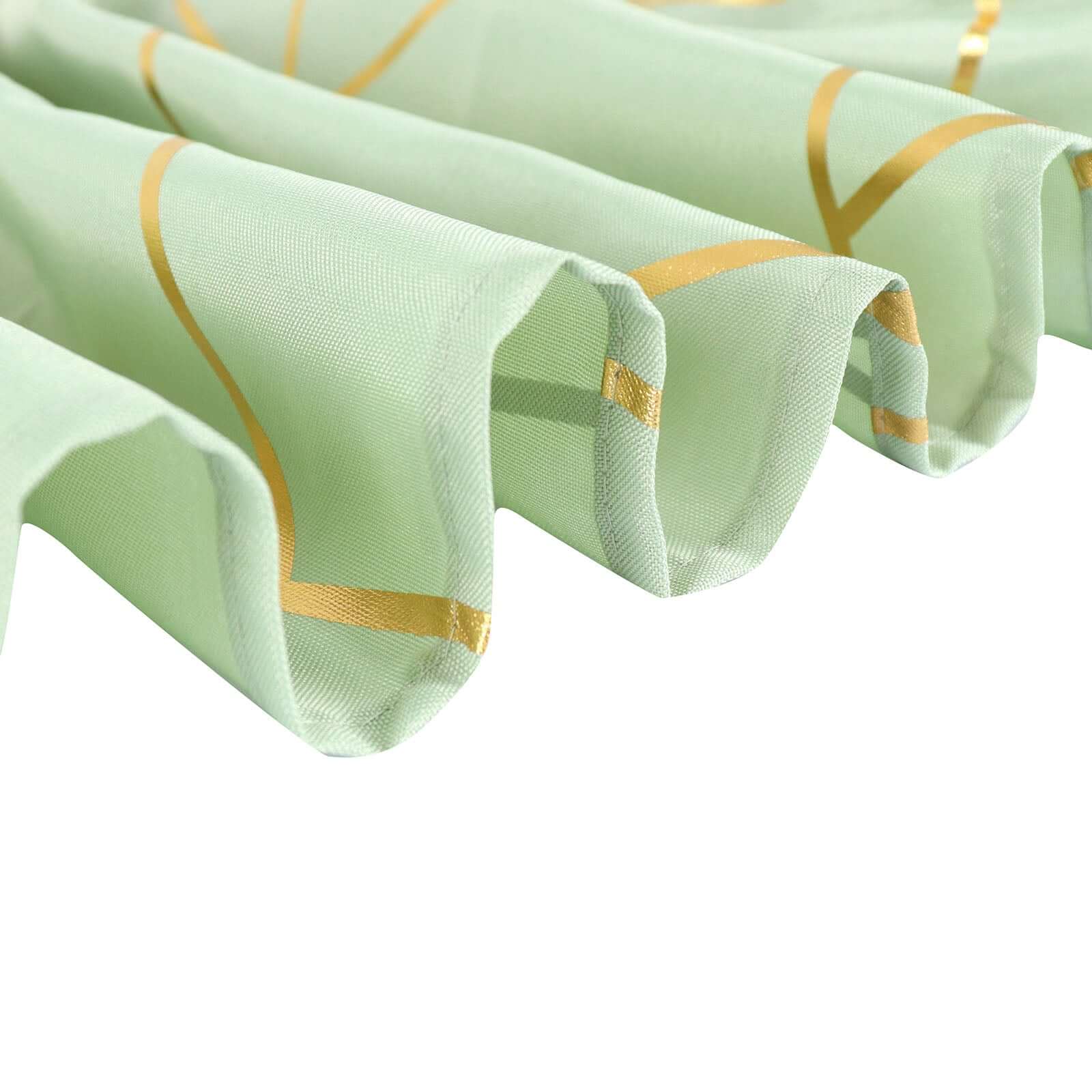 Polyester Rectangle Tablecloth 90"x156" Sage Green with Gold Foil Geometric Pattern - Seamless & Wrinkle-Resistant Table Cover - Image 10