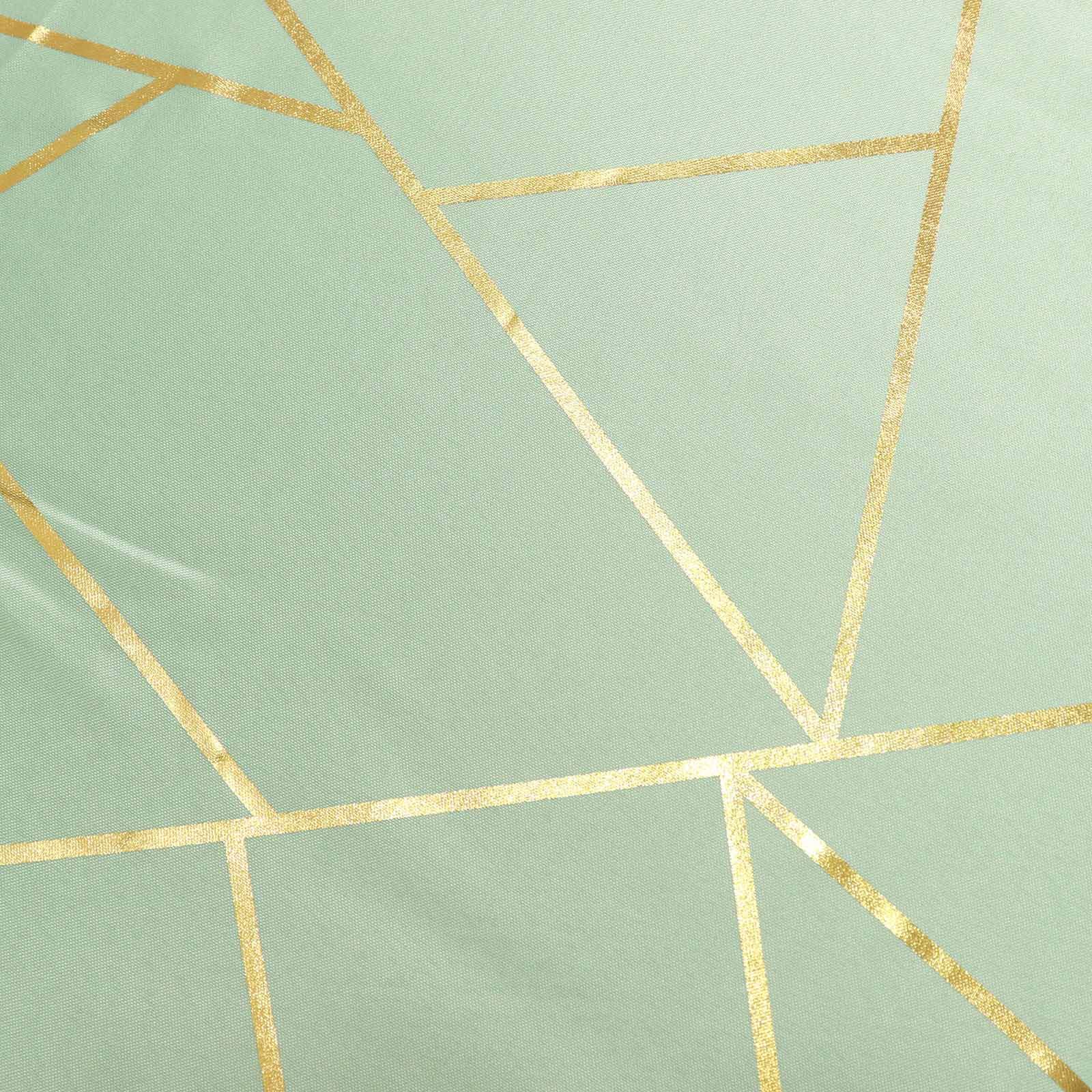 Polyester Rectangle Tablecloth 90"x156" Sage Green with Gold Foil Geometric Pattern - Seamless & Wrinkle-Resistant Table Cover - Image 11