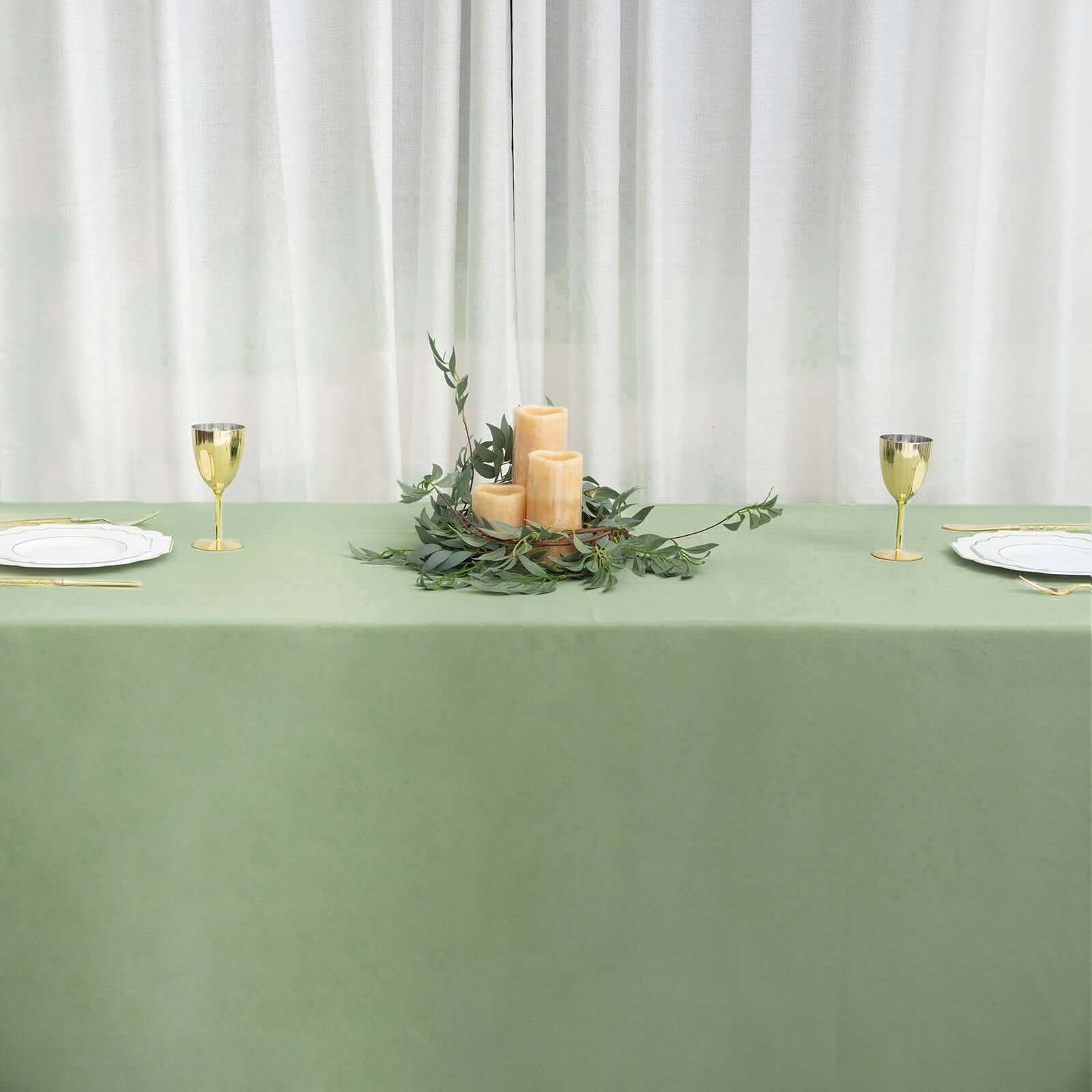 Polyester Rectangle Tablecloth 90"x156" Sage Green with Seamless Finish - Image 3