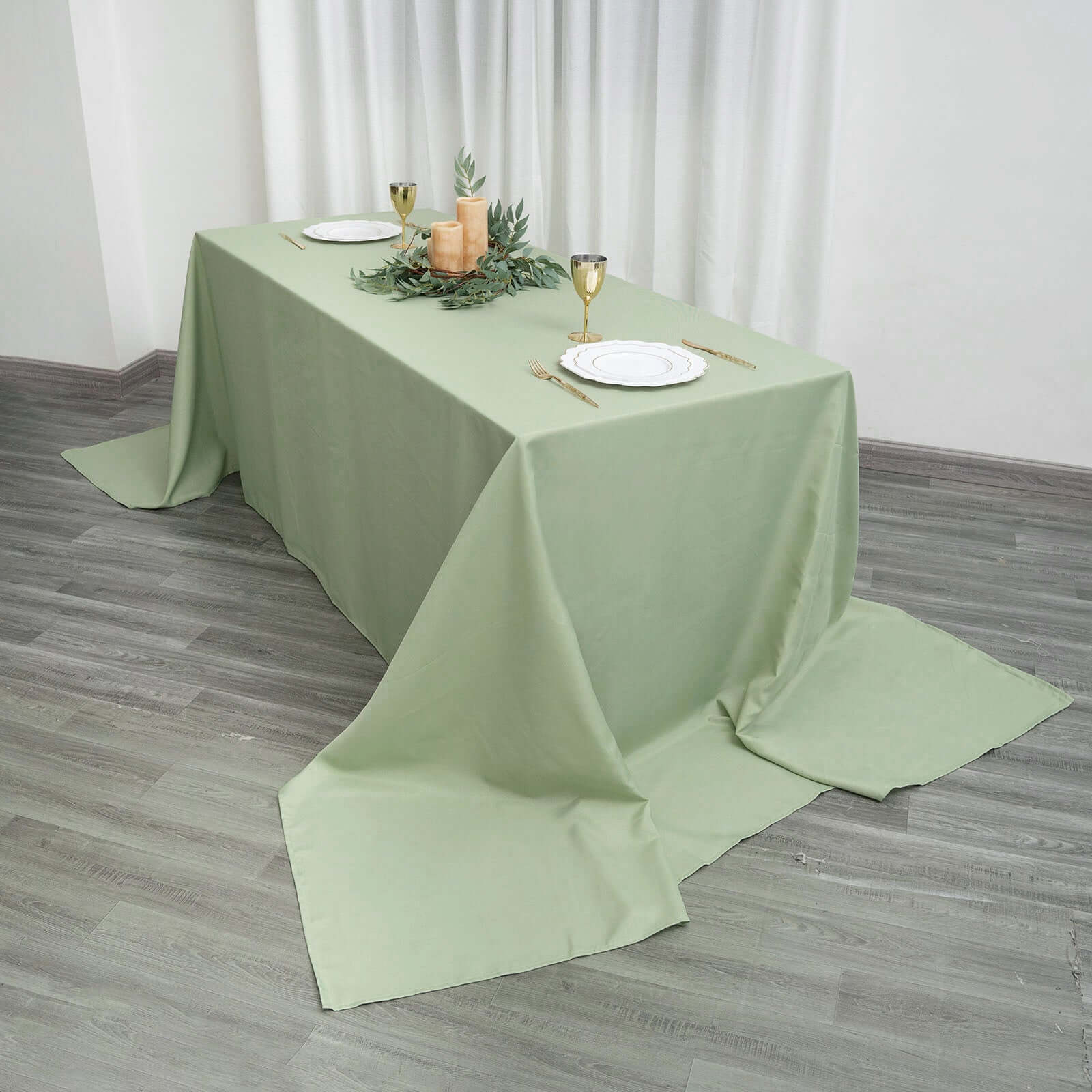 Polyester Rectangle Tablecloth 90"x156" Sage Green with Seamless Finish - Image 7