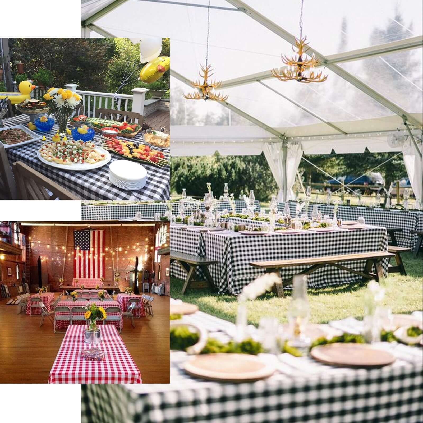 Polyester Rectangle Tablecloth 90"x156" White/Sage Green with Checkered Buffalo Plaid Design - Seamless Table Cover - Image 3