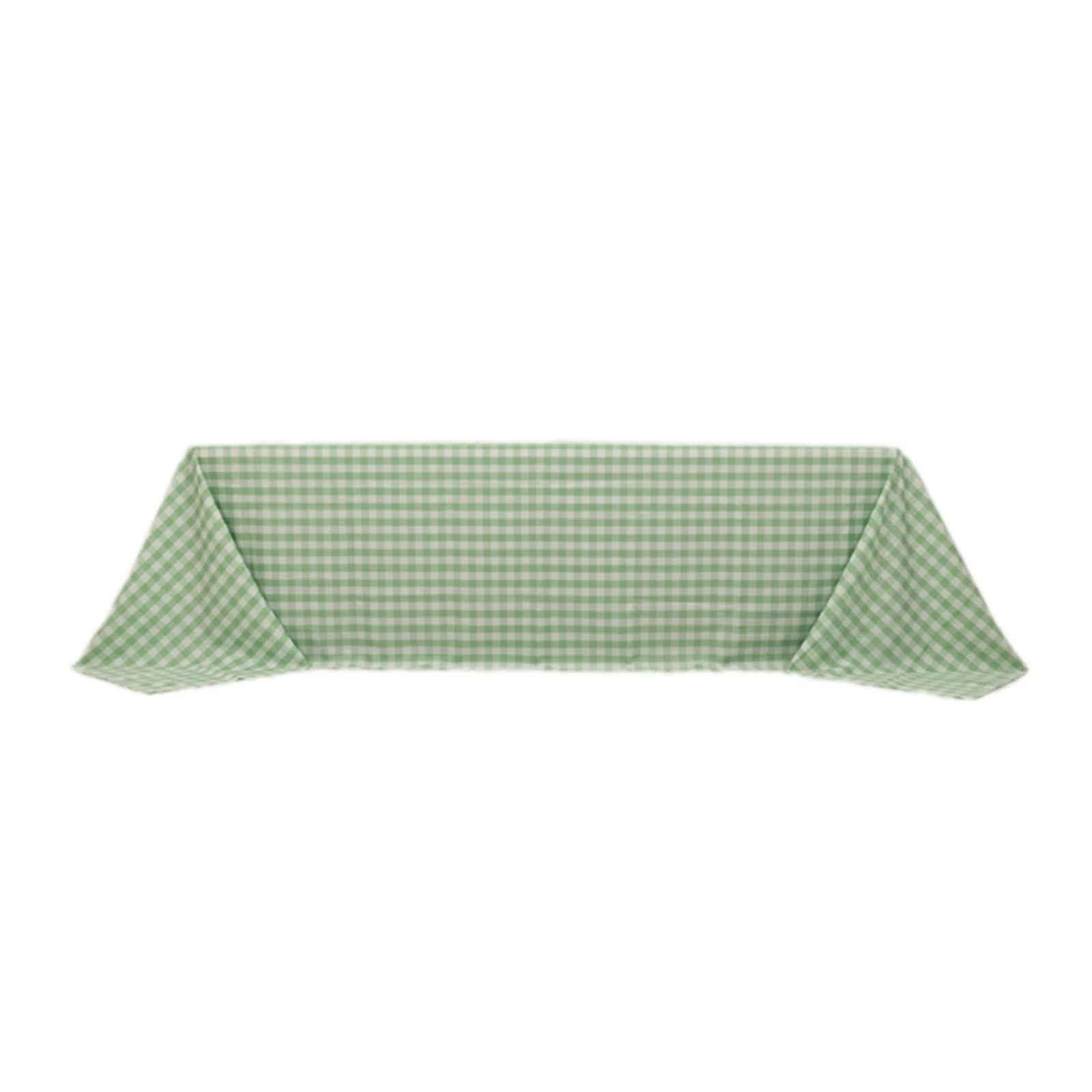 Polyester Rectangle Tablecloth 90"x156" White/Sage Green with Checkered Buffalo Plaid Design - Seamless Table Cover - Image 5