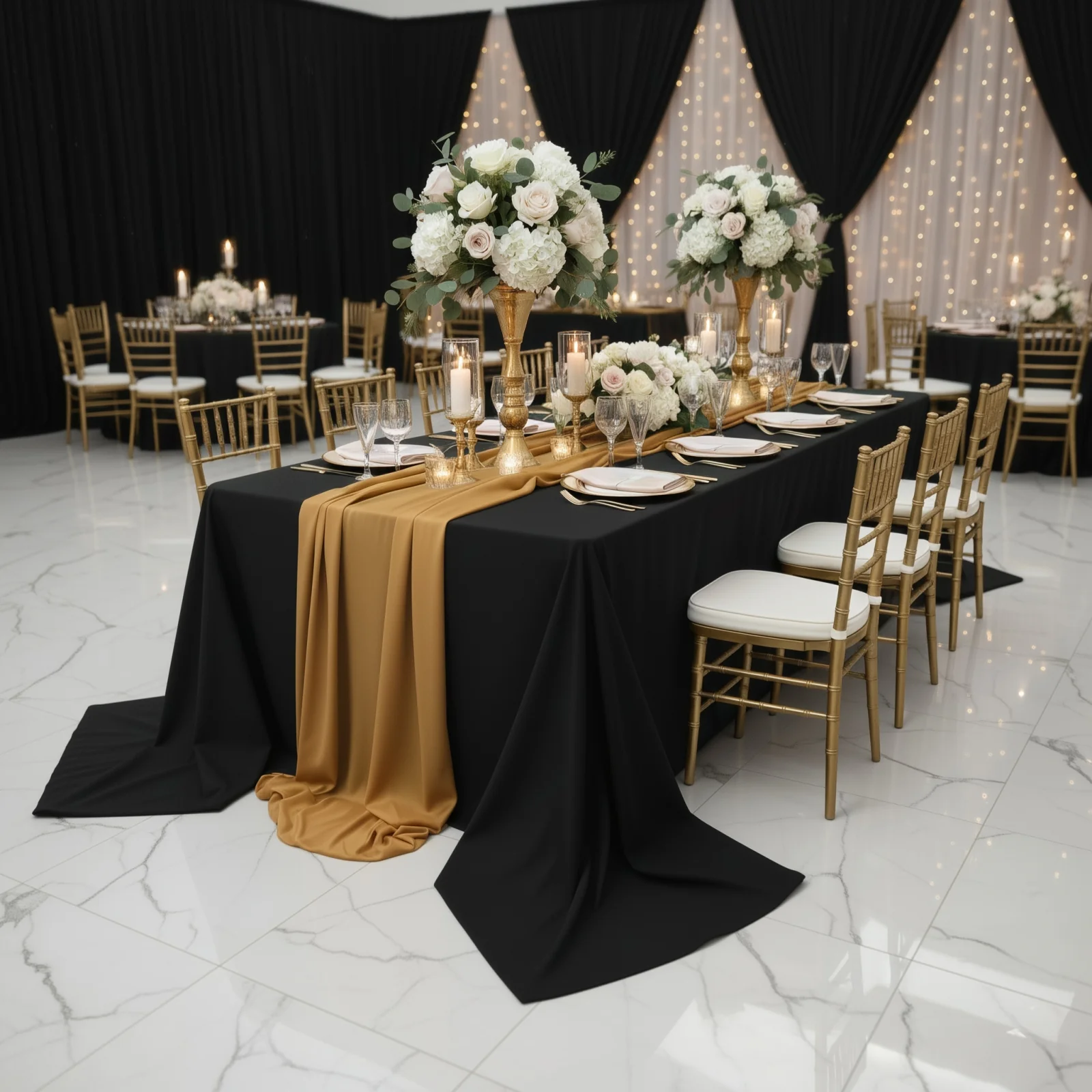 Polyester Rectangular King Tablecloth – 108" x 156" Extra-Wide Black, Wrinkle-Resistant Banquet Linen for Catering, Events & 8ft Tables - Image 9