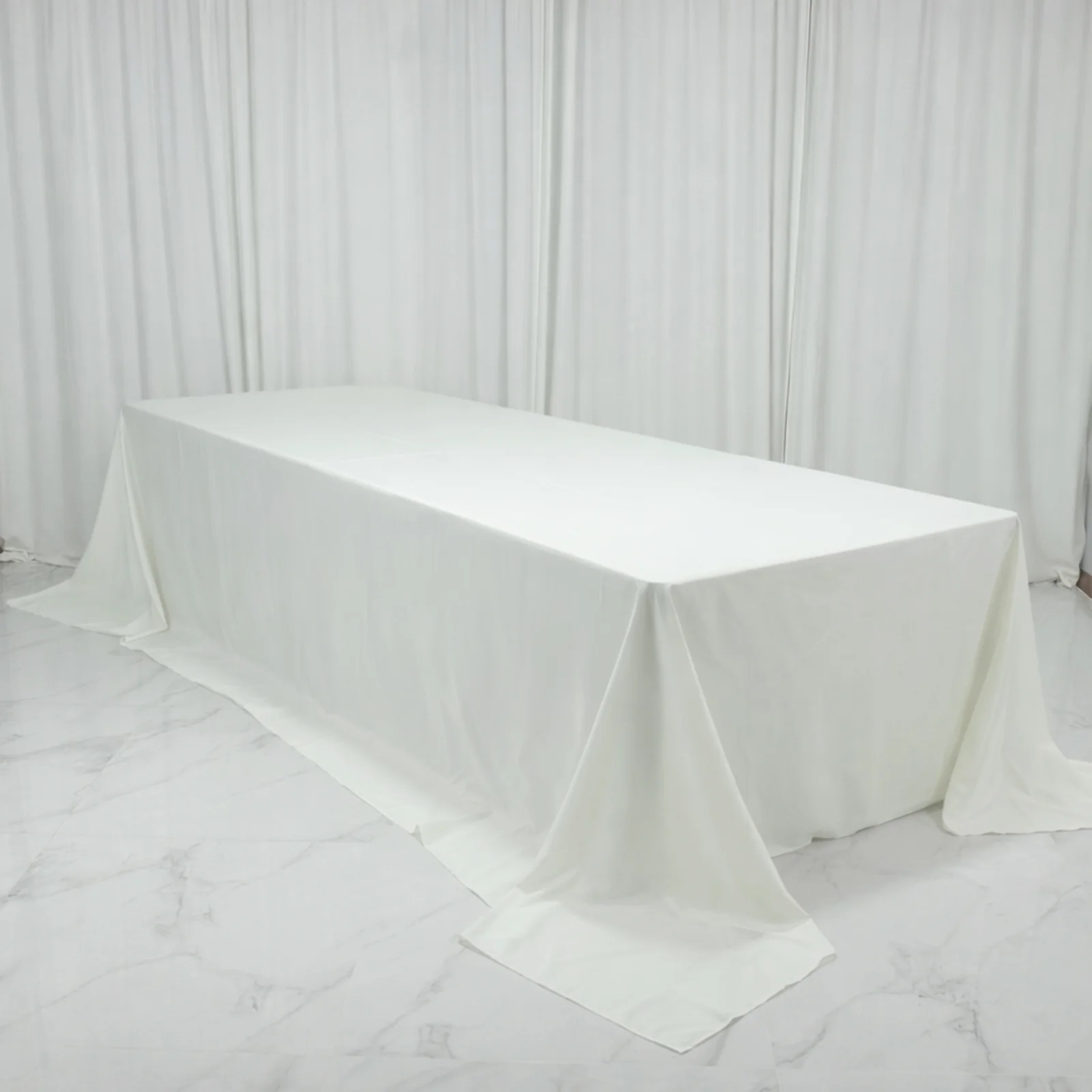 Polyester Rectangular King Tablecloth – 108" x 156" Extra-Wide Ivory, Wrinkle-Resistant Banquet Linen for Catering, Events & 8ft Tables - Image 3