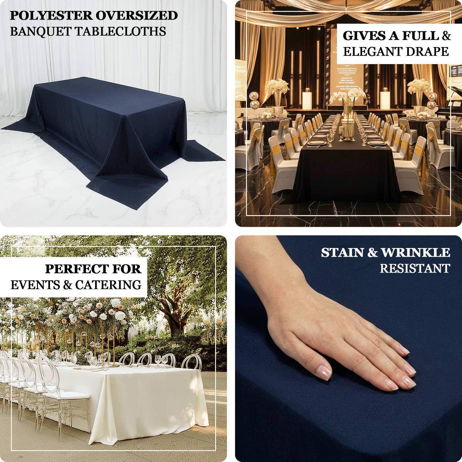 Polyester Rectangular King Tablecloth – 108" x 156" Extra-Wide Ivory, Wrinkle-Resistant Banquet Linen for Catering, Events & 8ft Tables - Image 4