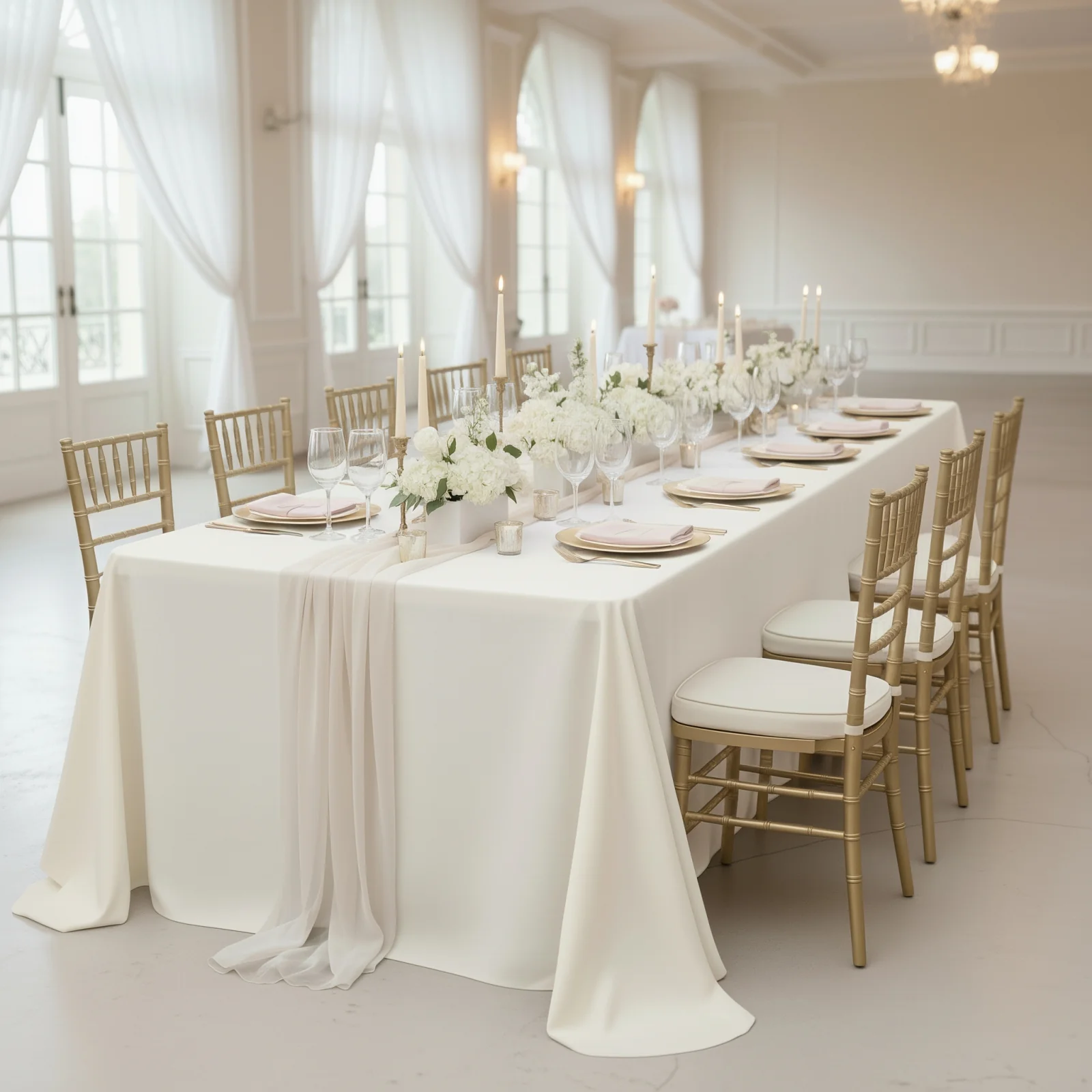 Polyester Rectangular King Tablecloth – 108" x 156" Extra-Wide Ivory, Wrinkle-Resistant Banquet Linen for Catering, Events & 8ft Tables - Image 9