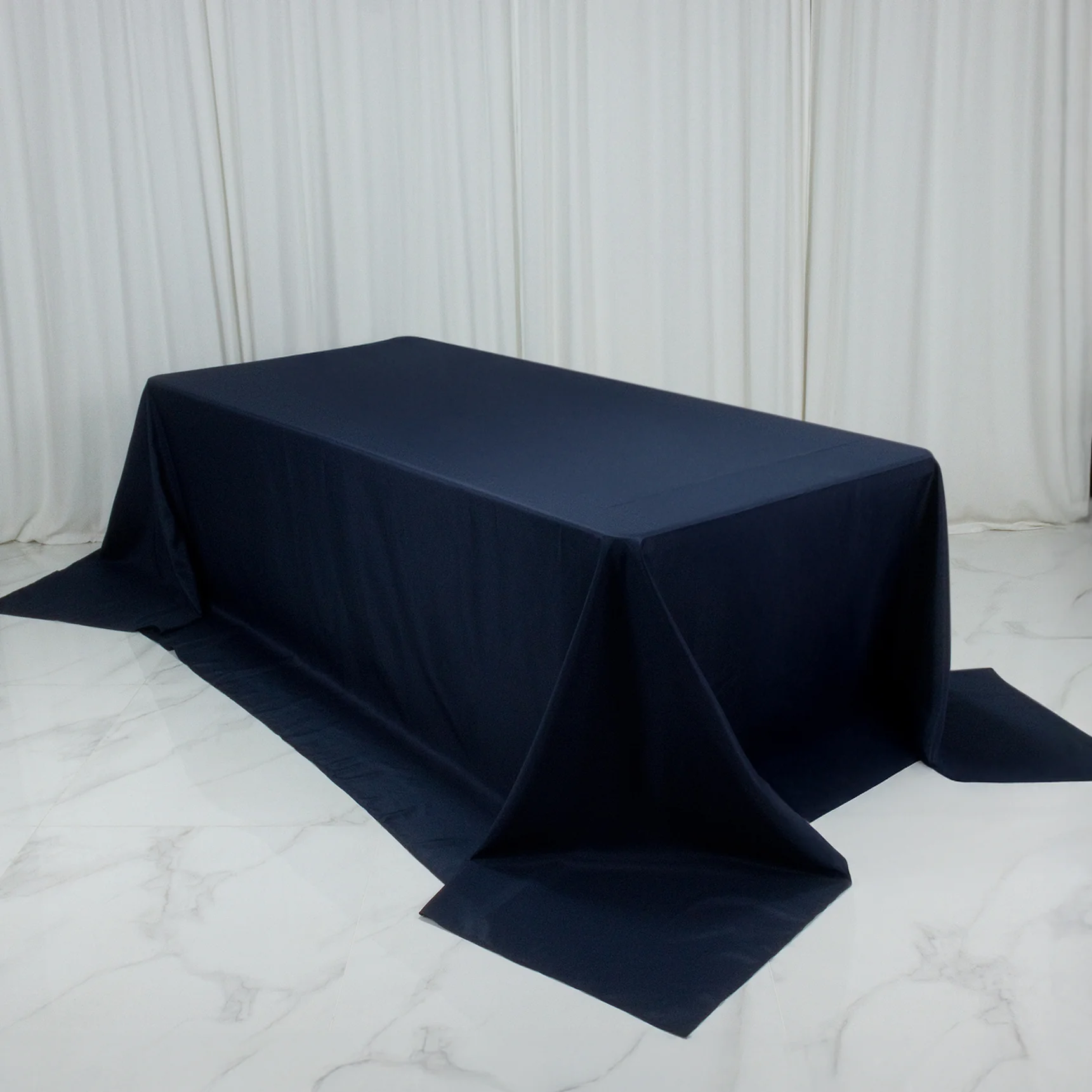 Polyester Rectangular King Tablecloth – 108" x 156" Extra-Wide Navy Blue, Wrinkle-Resistant Banquet Linen for Catering, Events & 8ft Tables - Image 3