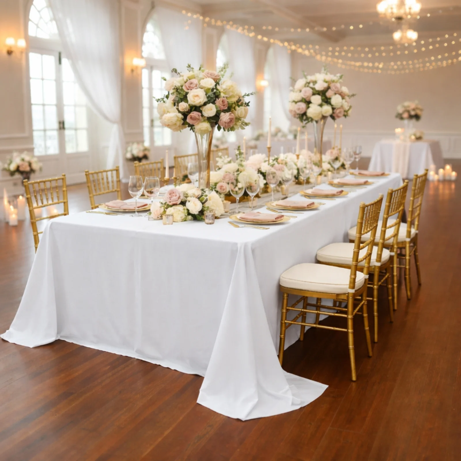 Polyester Rectangular King Tablecloth – 108" x 156" Extra-Wide White, Wrinkle-Resistant Banquet Linen for Catering, Events & 8ft Tables - Image 10
