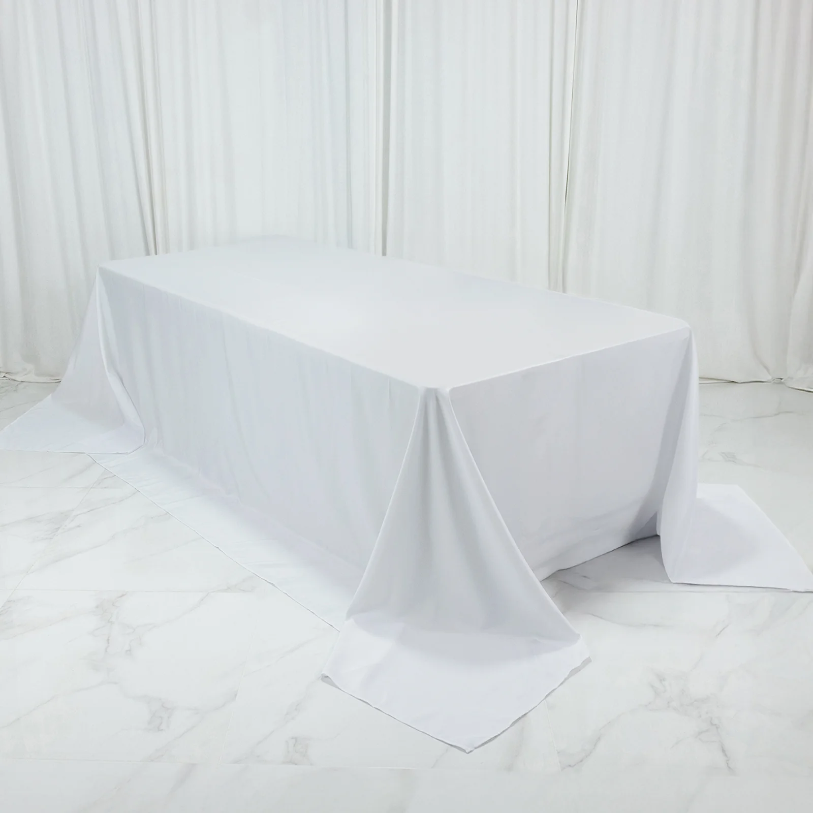 Polyester Rectangular King Tablecloth – 108" x 156" Extra-Wide White, Wrinkle-Resistant Banquet Linen for Catering, Events & 8ft Tables - Image 3