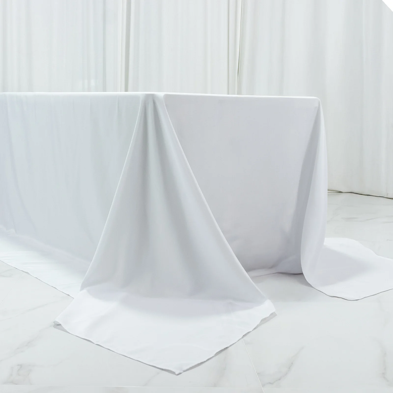 Polyester Rectangular King Tablecloth – 108" x 156" Extra-Wide White, Wrinkle-Resistant Banquet Linen for Catering, Events & 8ft Tables - Image 6