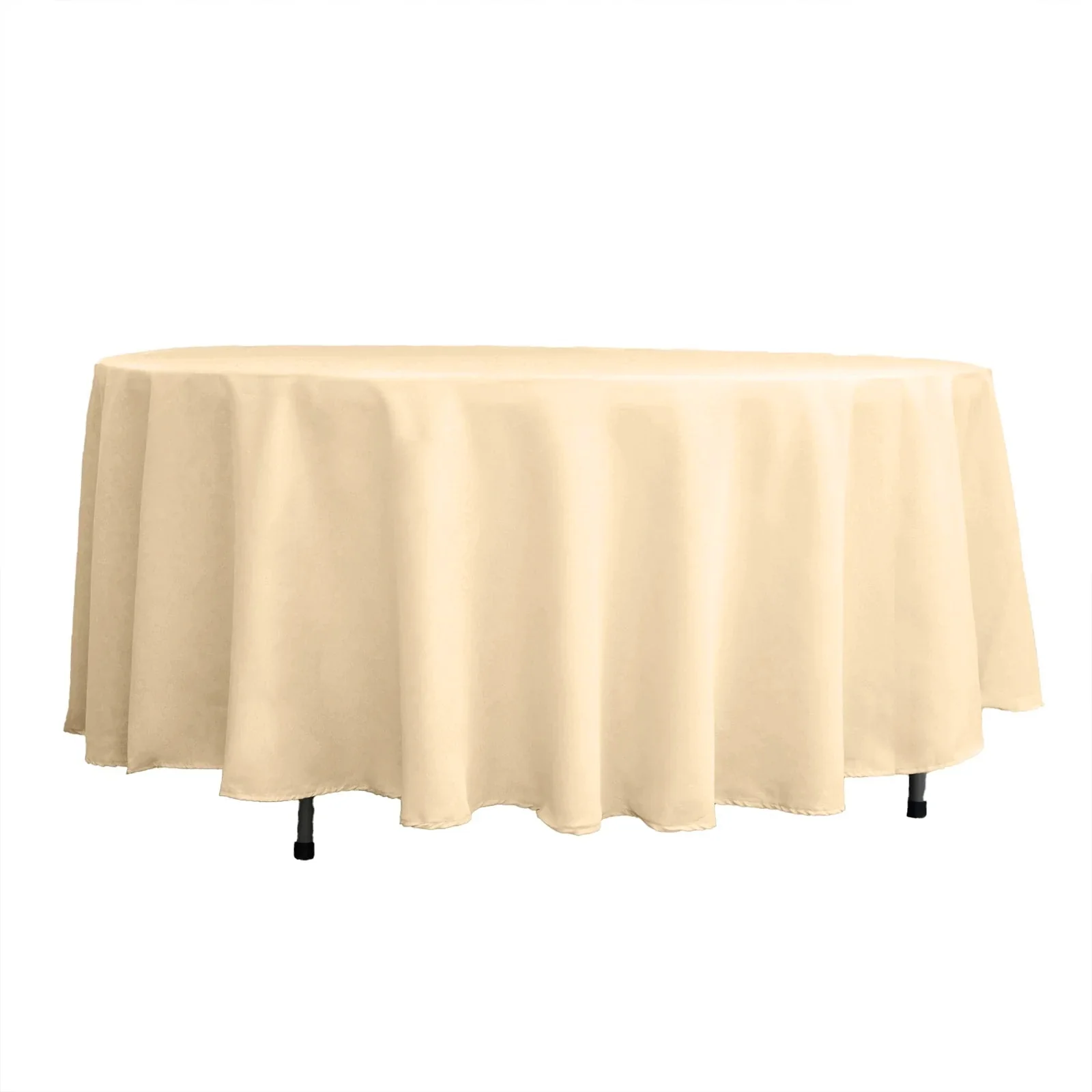 Polyester Round Tablecloth 108" Beige - Durable and Stain-Resistant for Easy Maintenance - Image 6