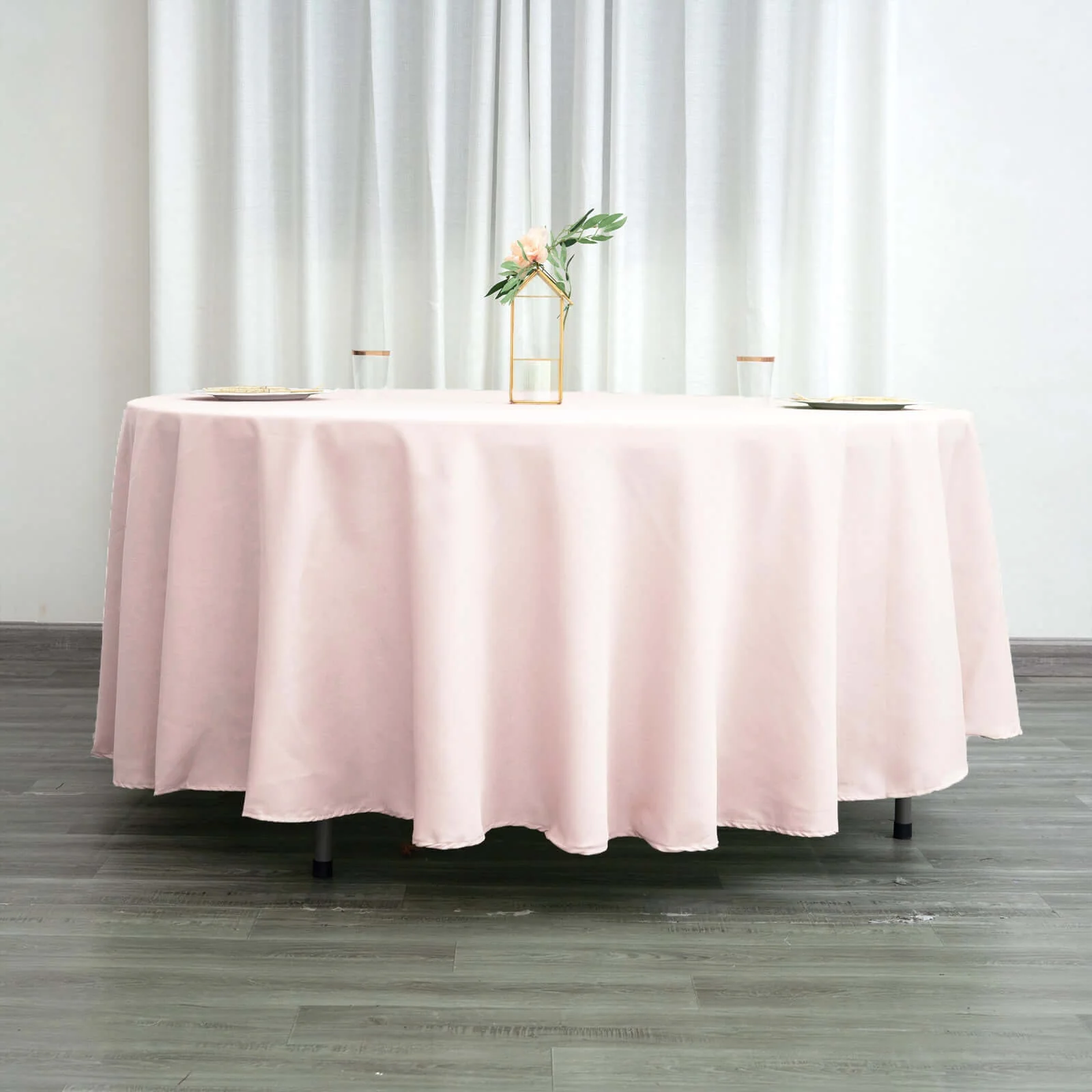 Polyester Round Tablecloth 108" Blush - Durable and Stain-Resistant for Easy Maintenance - Image 3