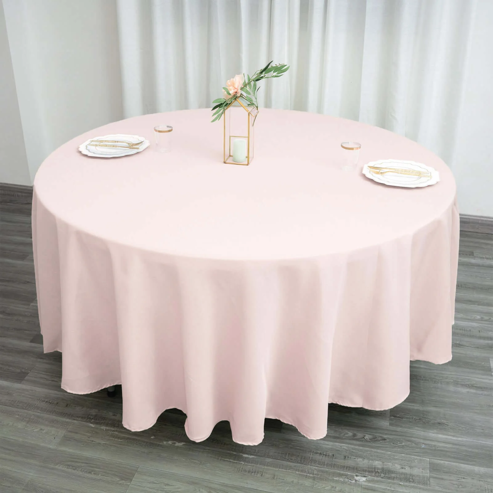 Polyester Round Tablecloth 108" Blush - Durable and Stain-Resistant for Easy Maintenance - Image 7