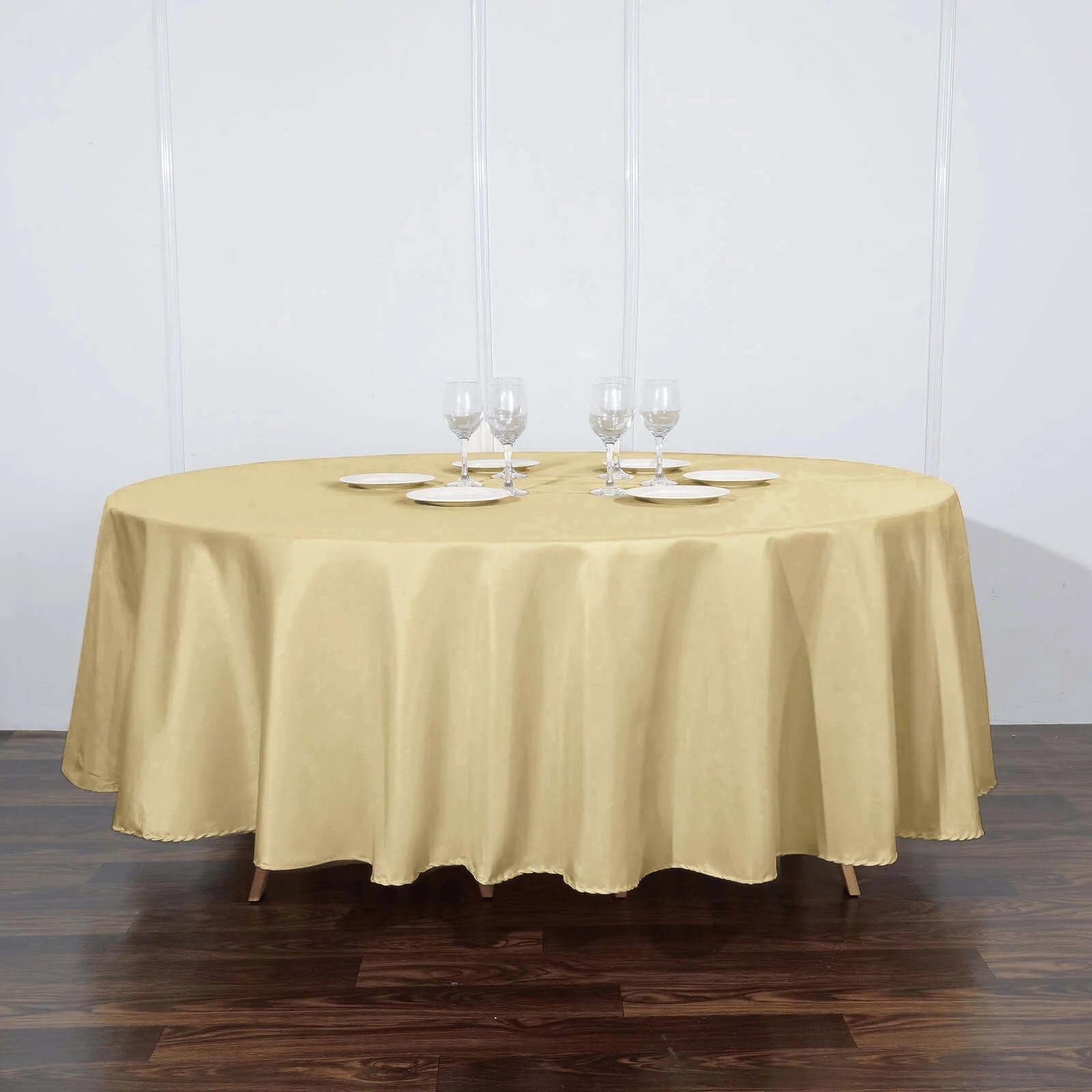 Polyester Round Tablecloth 108" Champagne - Durable and Stain-Resistant for Easy Maintenance - Image 3