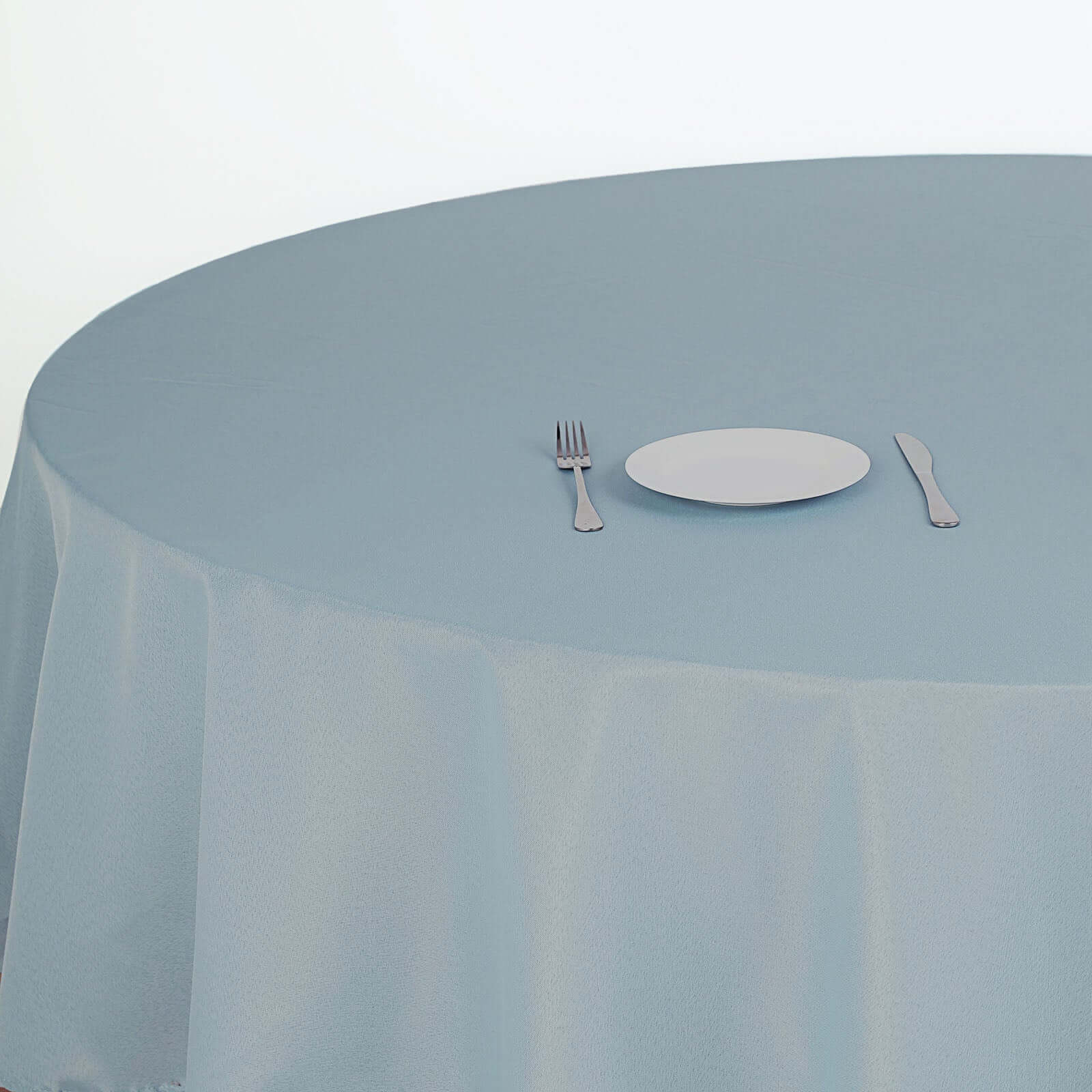 Polyester Round Tablecloth 108" Dusty Blue - Durable and Stain-Resistant for Easy Maintenance - Image 3