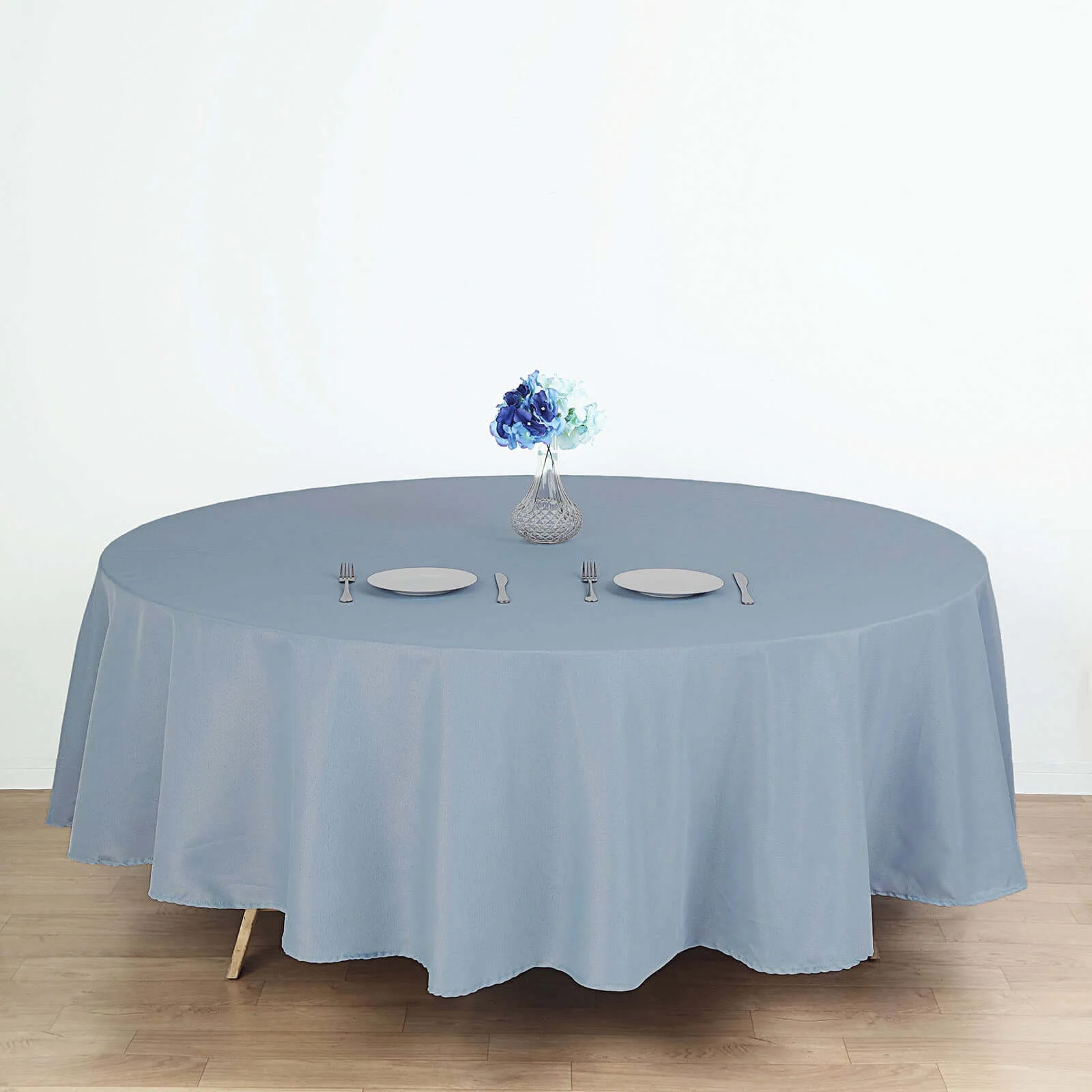 Polyester Round Tablecloth 108" Dusty Blue - Durable and Stain-Resistant for Easy Maintenance - Image 7