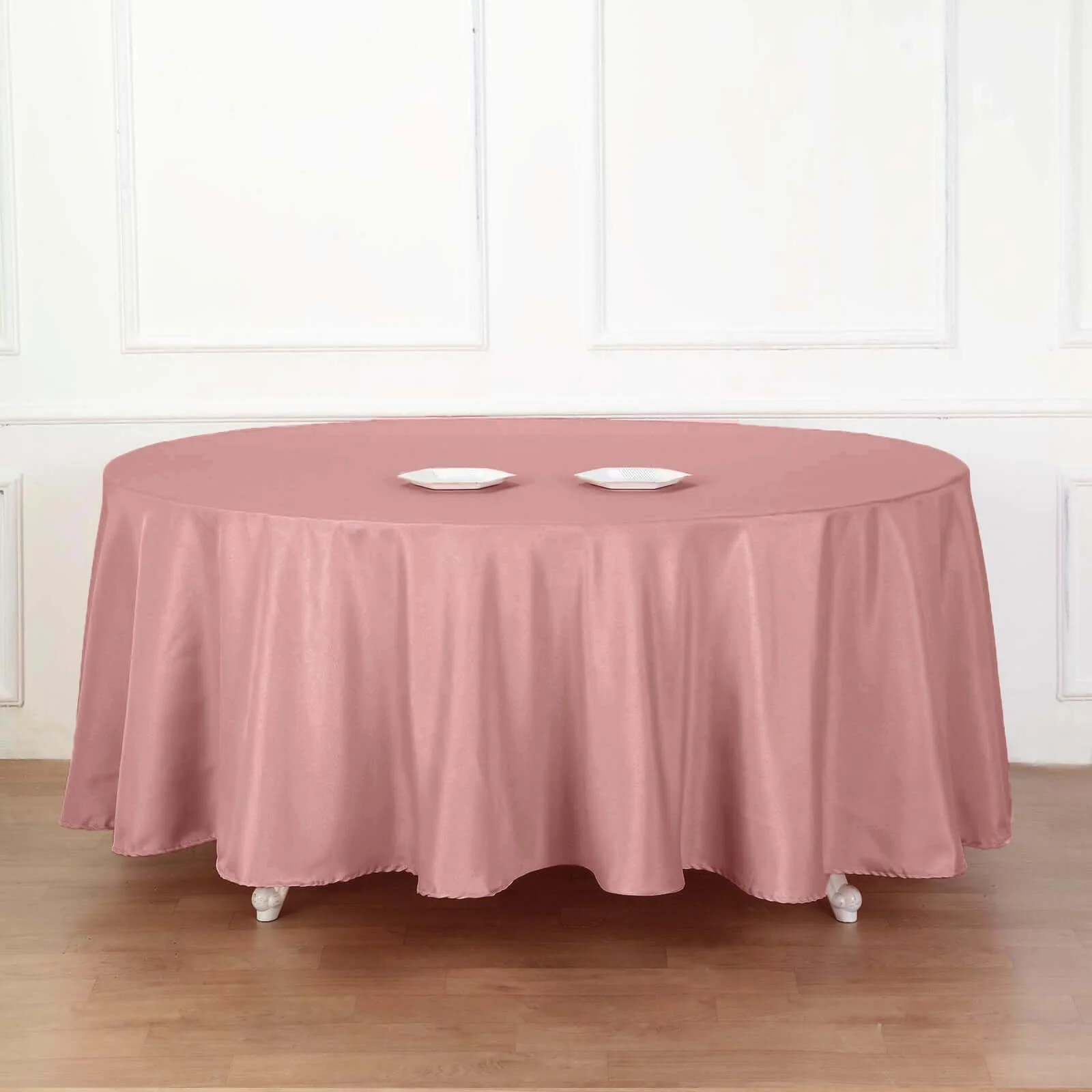 Polyester Round Tablecloth 108" Dusty Rose - Durable and Stain-Resistant for Easy Maintenance - Image 2