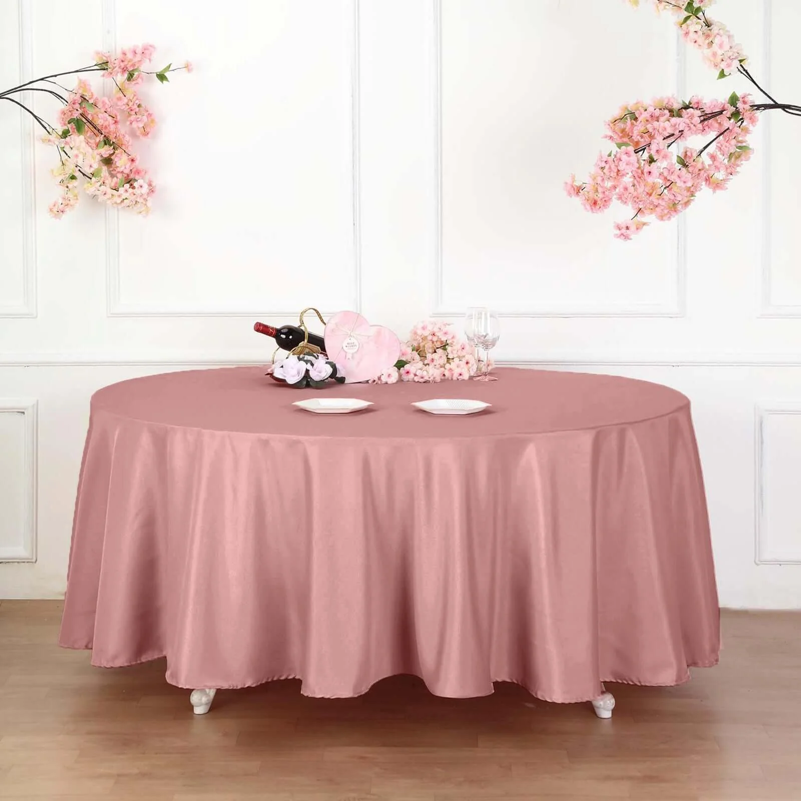 Polyester Round Tablecloth 108" Dusty Rose - Durable and Stain-Resistant for Easy Maintenance - Image 7